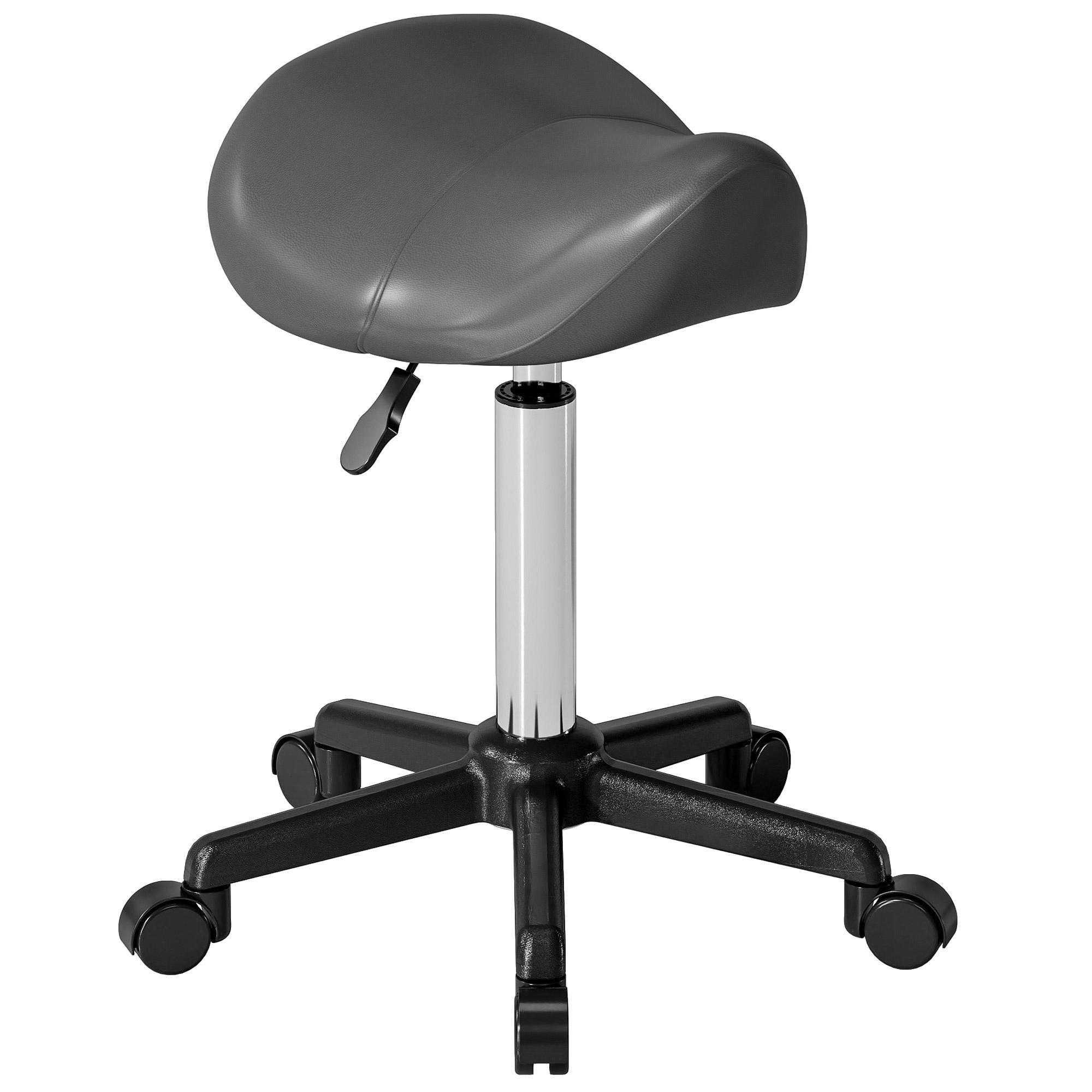 Grey Adjustable Saddle Stool with Padded PU Seat
