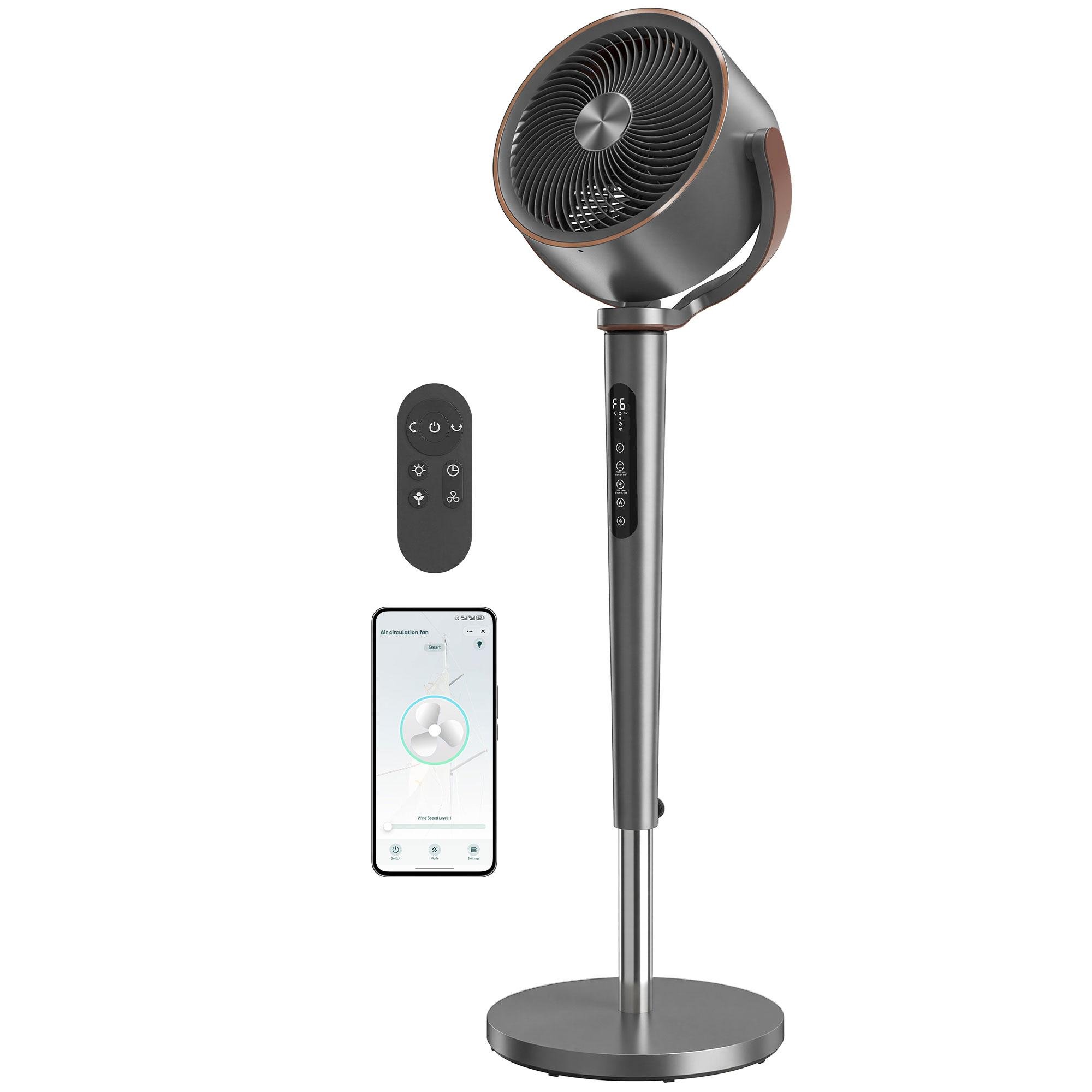 Grey Smart Pedestal Fan with 965 CFM Airflow