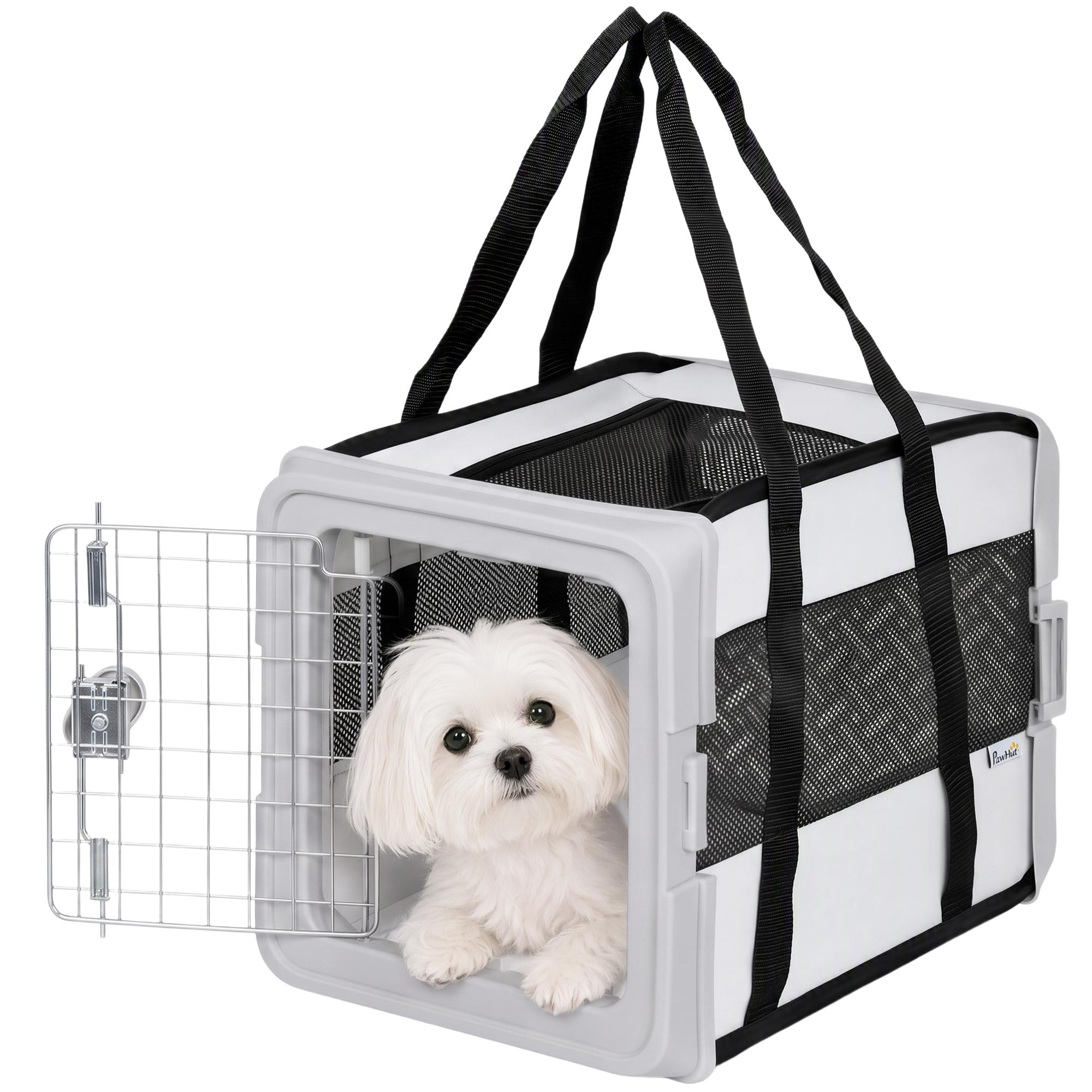 Grey Twist Fold Pet Carrier with Bottom Board