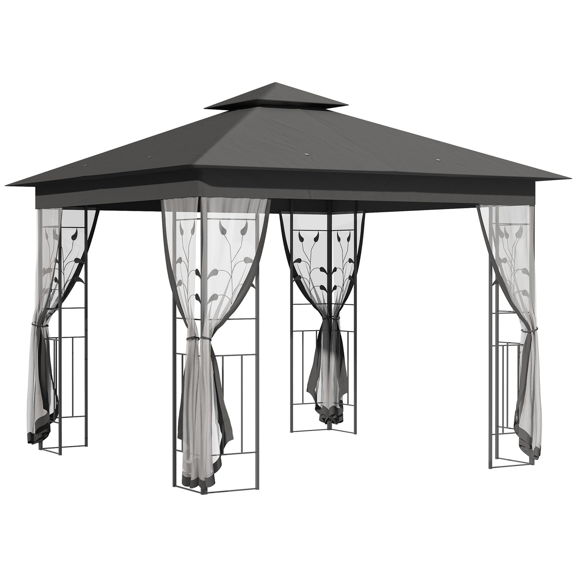 Grey 9.8 ft gazebo with Vented Polyester Canopy
