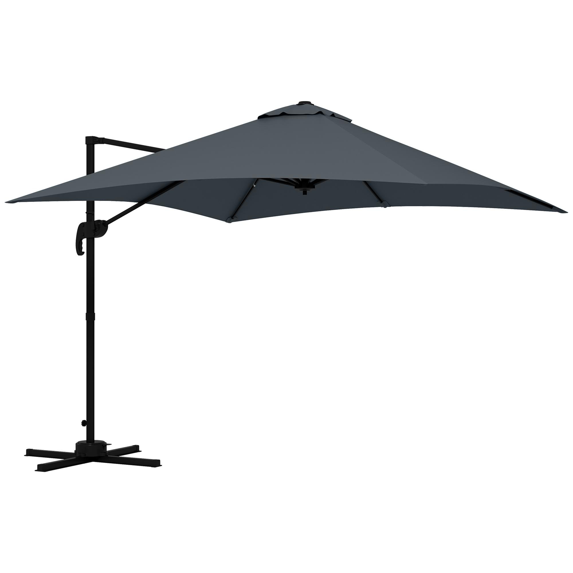 250gsm grey cantilever umbrella with rotating tilt canopy