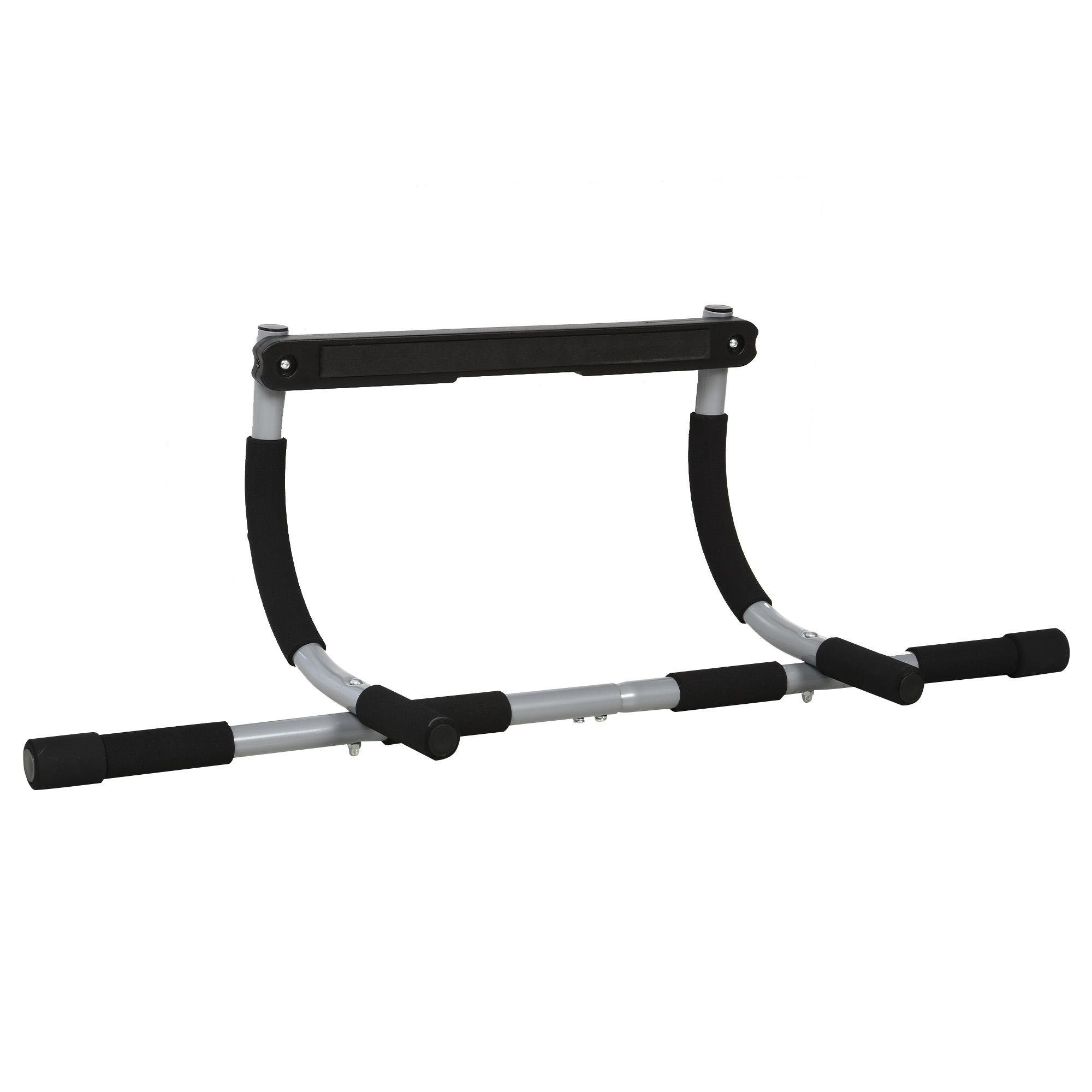 Grey doorway pull up bar with padded grip positions