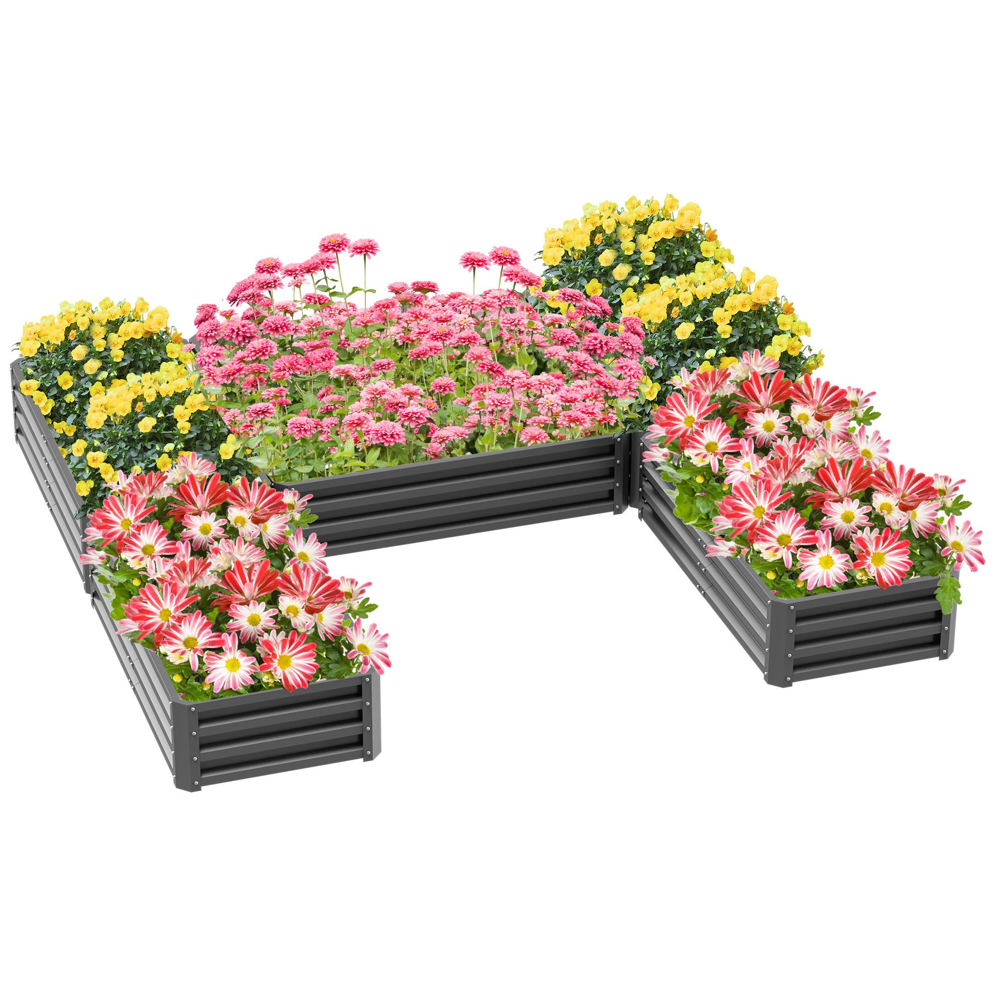 Grey Steel Garden Bed Set with Custom Shapes