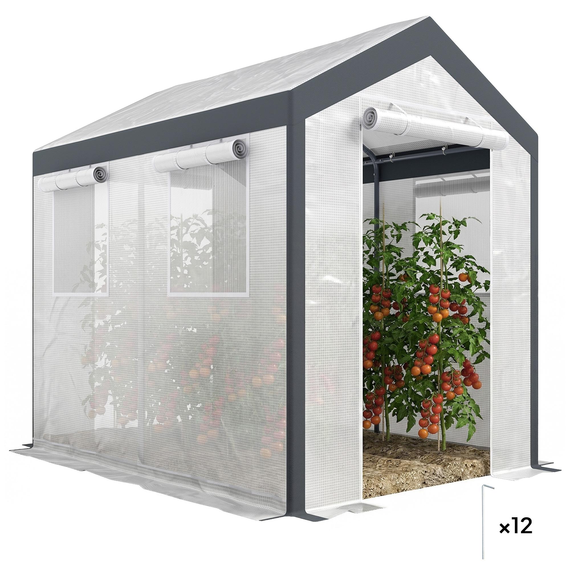 Grey Steel Tunnel Greenhouse with Walk-In Doors