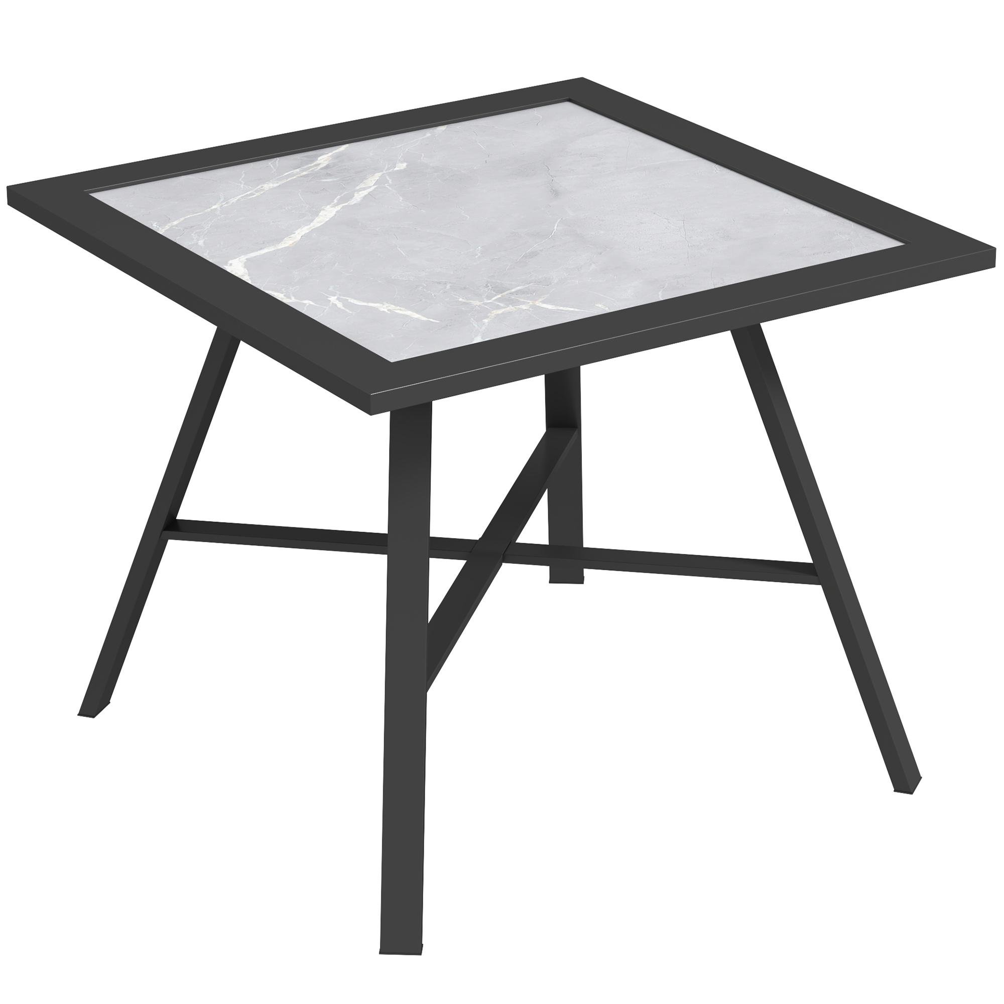 grey SPC patio side table with stone-look top for patios