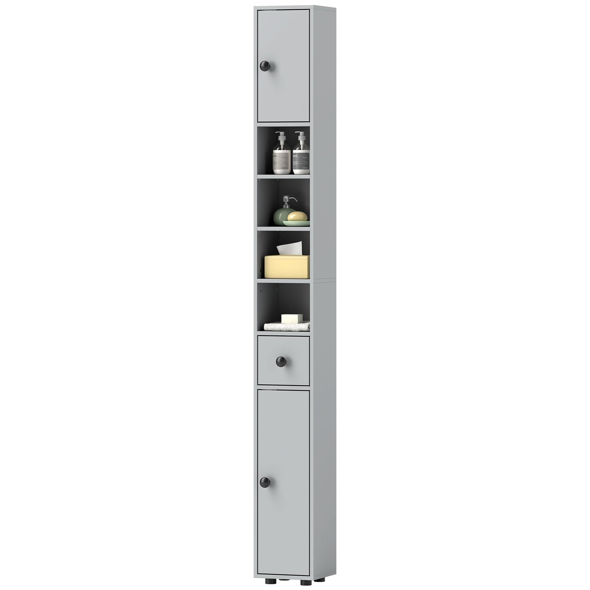 Grey 71 Inch Bathroom Cabinet with Open and Closed Storage