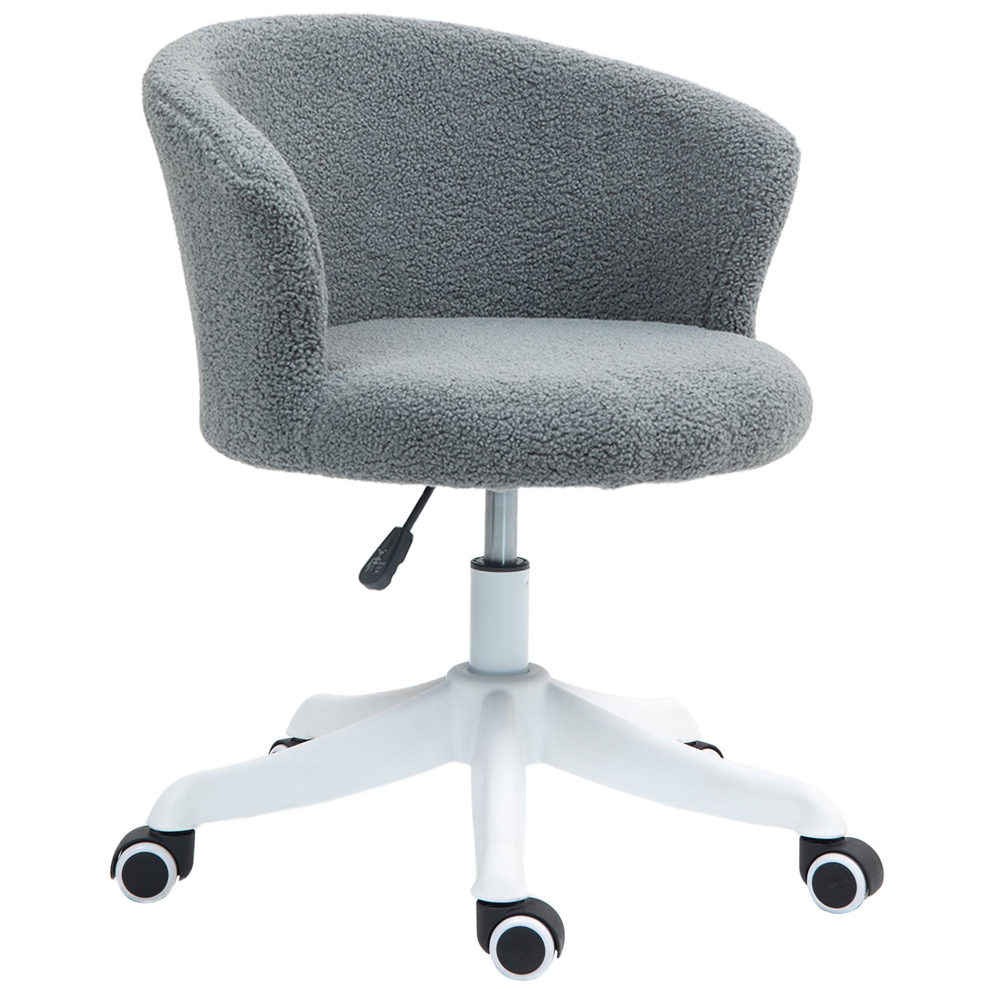 Grey Teddy Fleece Office Chair, Adjustable Height