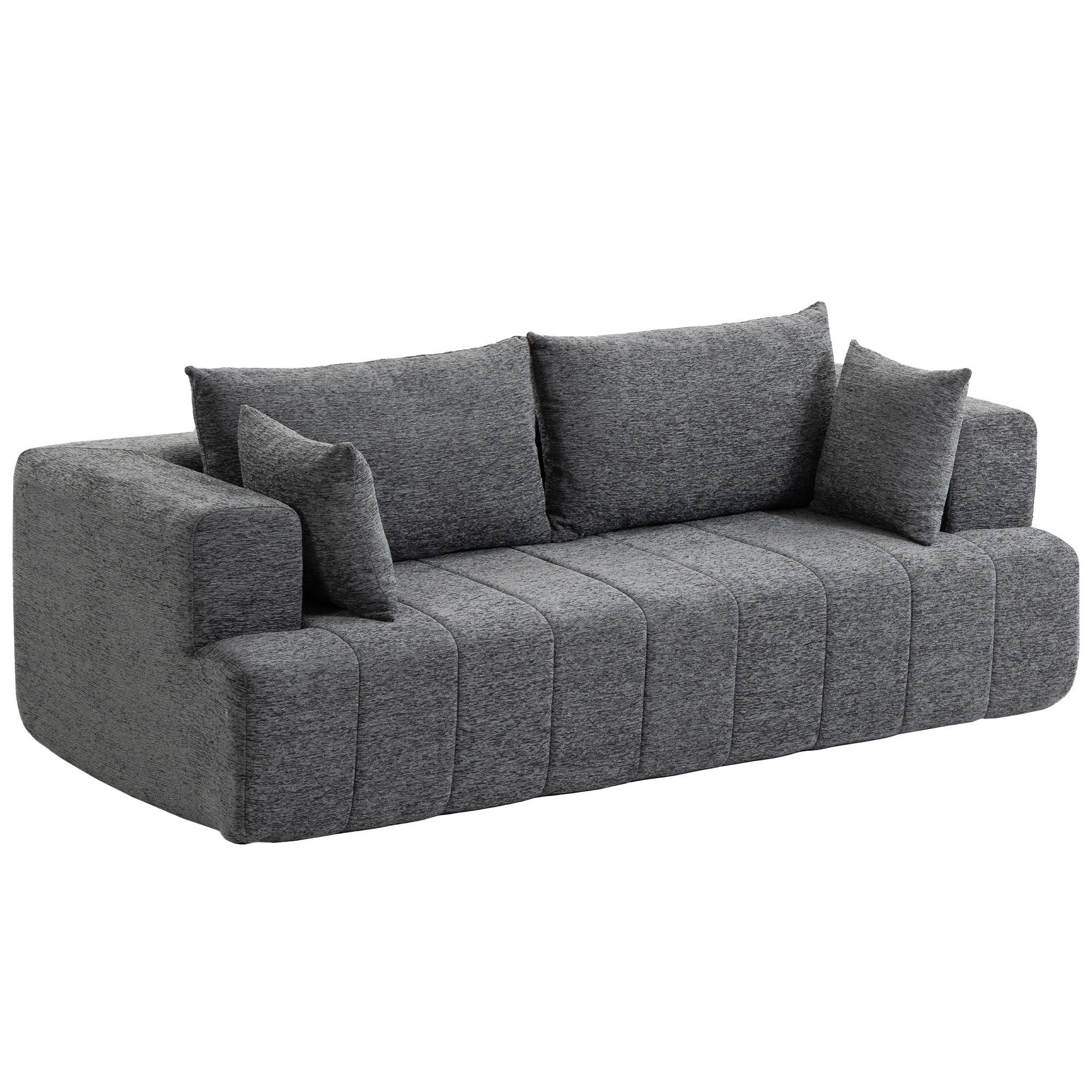 Grey Boneless Sofa with Pocket-Spring Cushion, 3-Seater