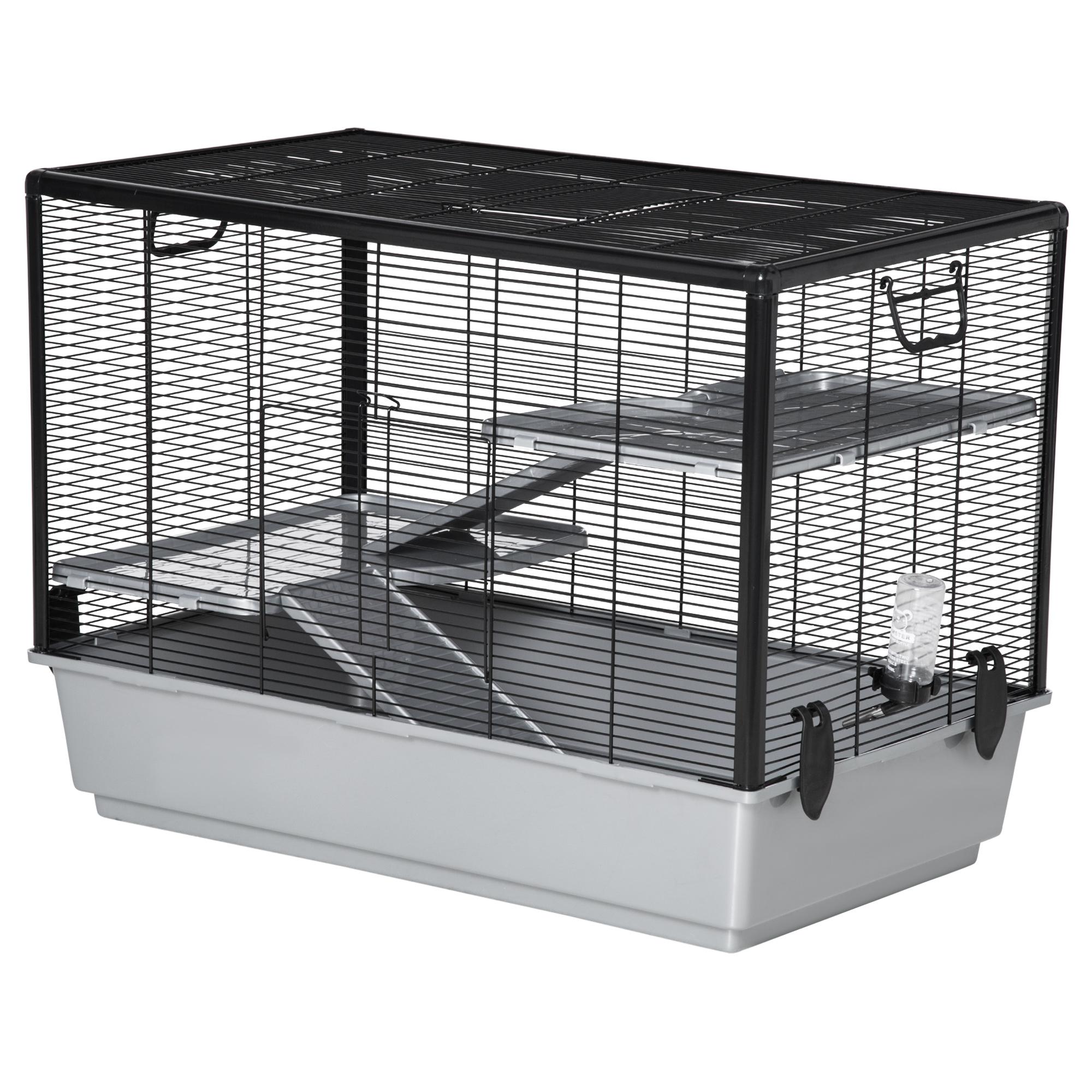 Grey Alloy Steel Hamster Cage with Ramps, 80 cm