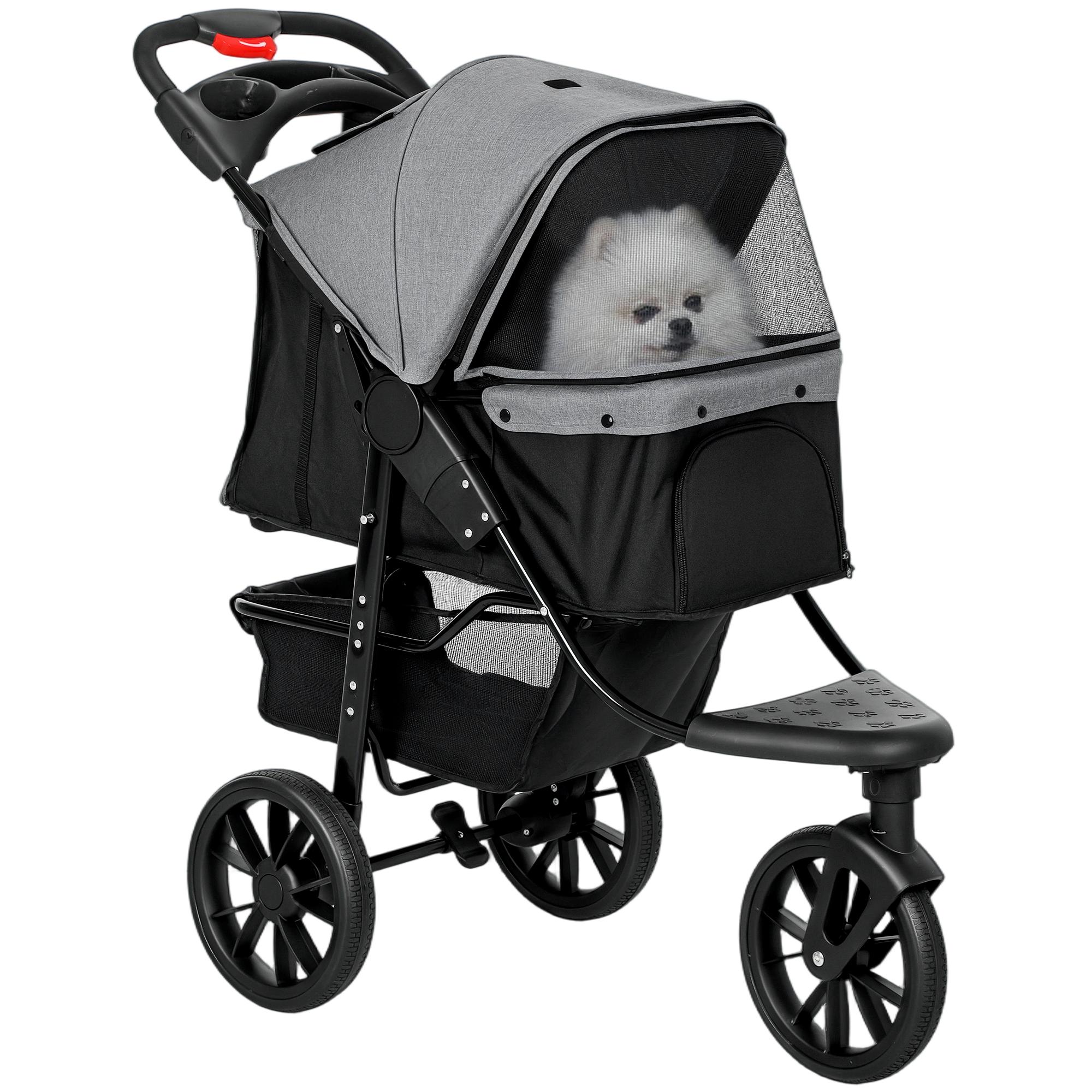 Grey Alloy Steel Dog Stroller for Small Dogs