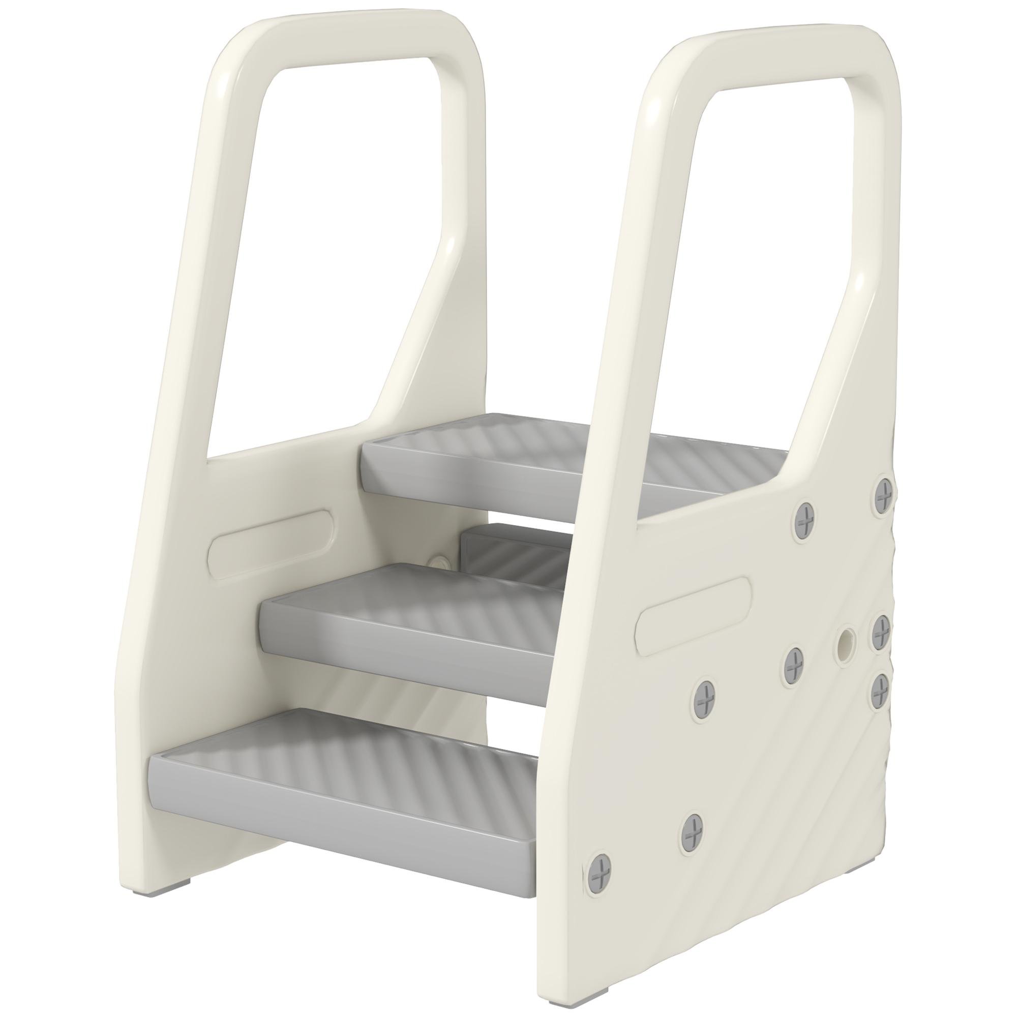Grey HDPE Toddler Step Stool, Adjustable 3-to-2 Height