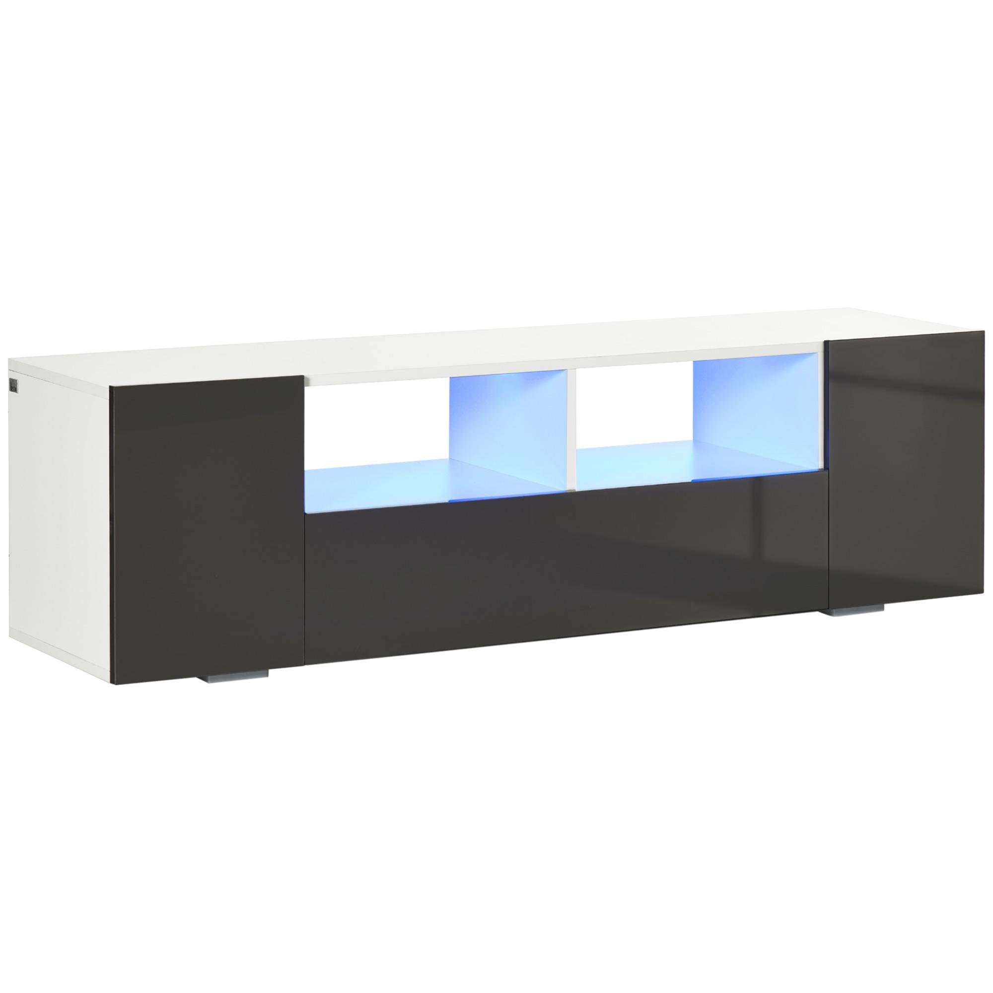 Grey Large TV Stand with LED Lights and Storage
