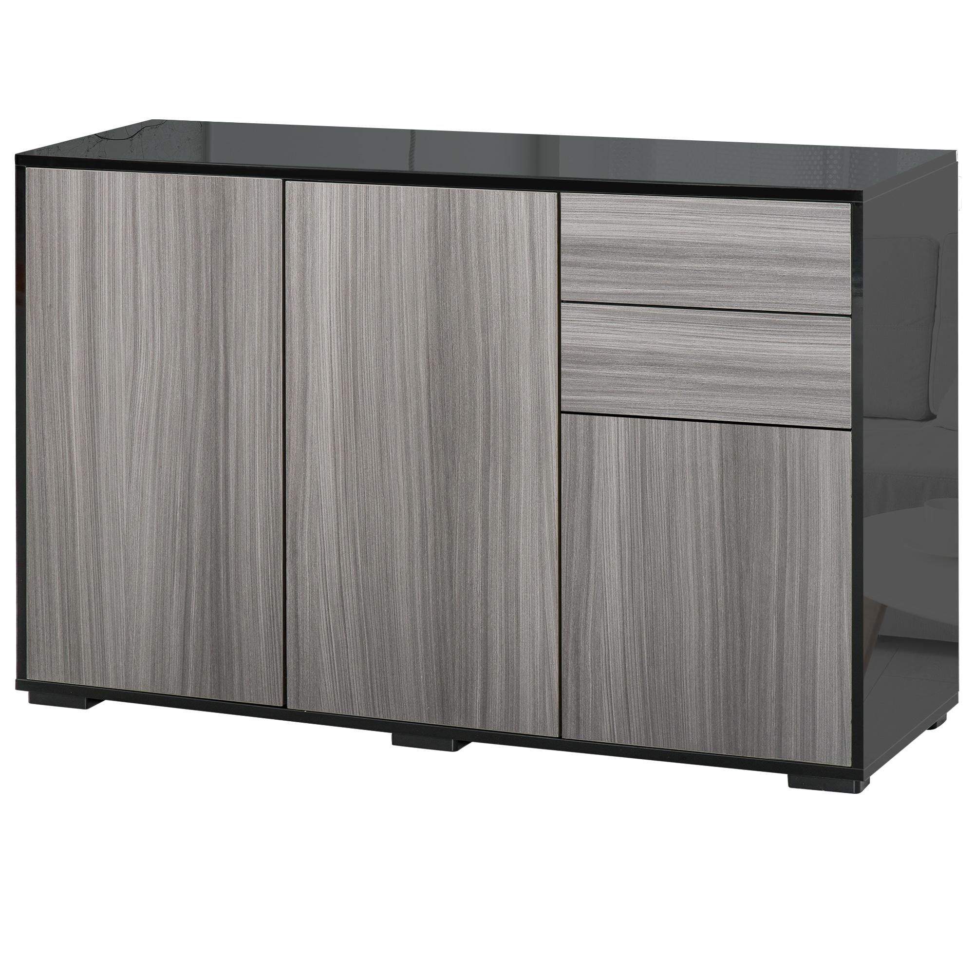 Grey Two Drawer Bar Cabinet with Push-Open Storage