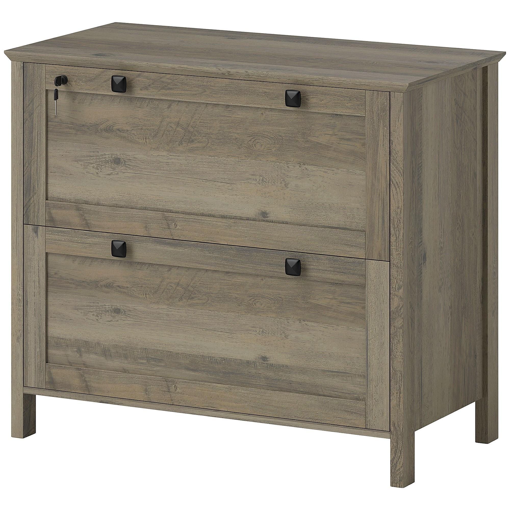 Grey Two Drawer Filing Cabinet with Lockable Top Drawer