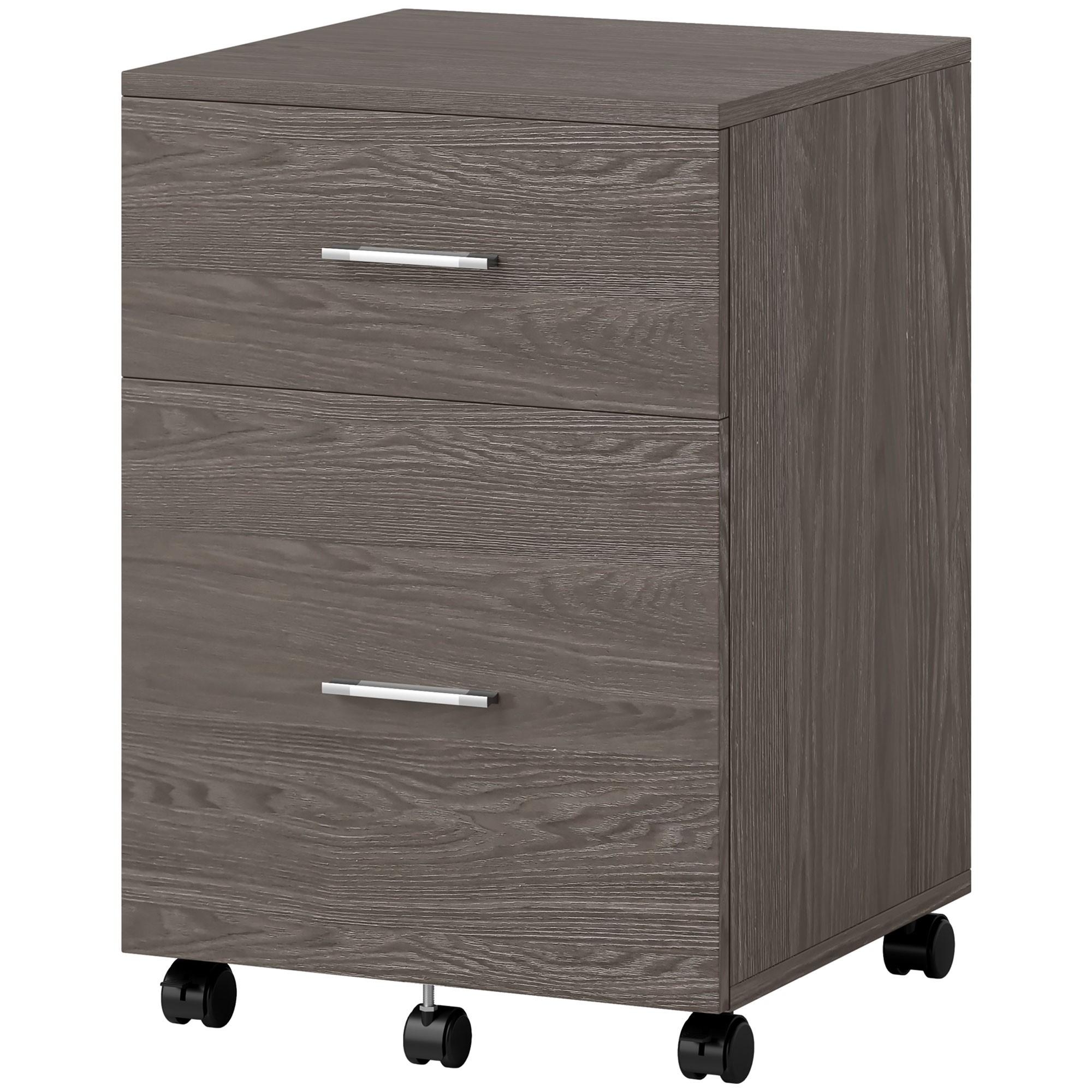 Grey Two Drawer Mobile Cabinet with A4 and Letter Storage