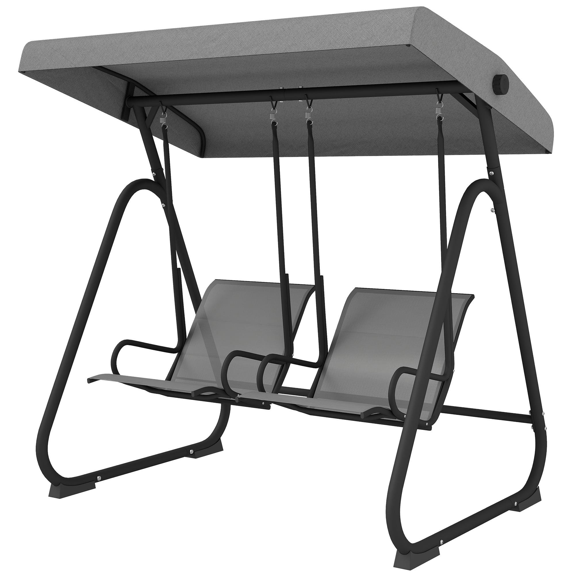 grey independent seat swing with adjustable canopy