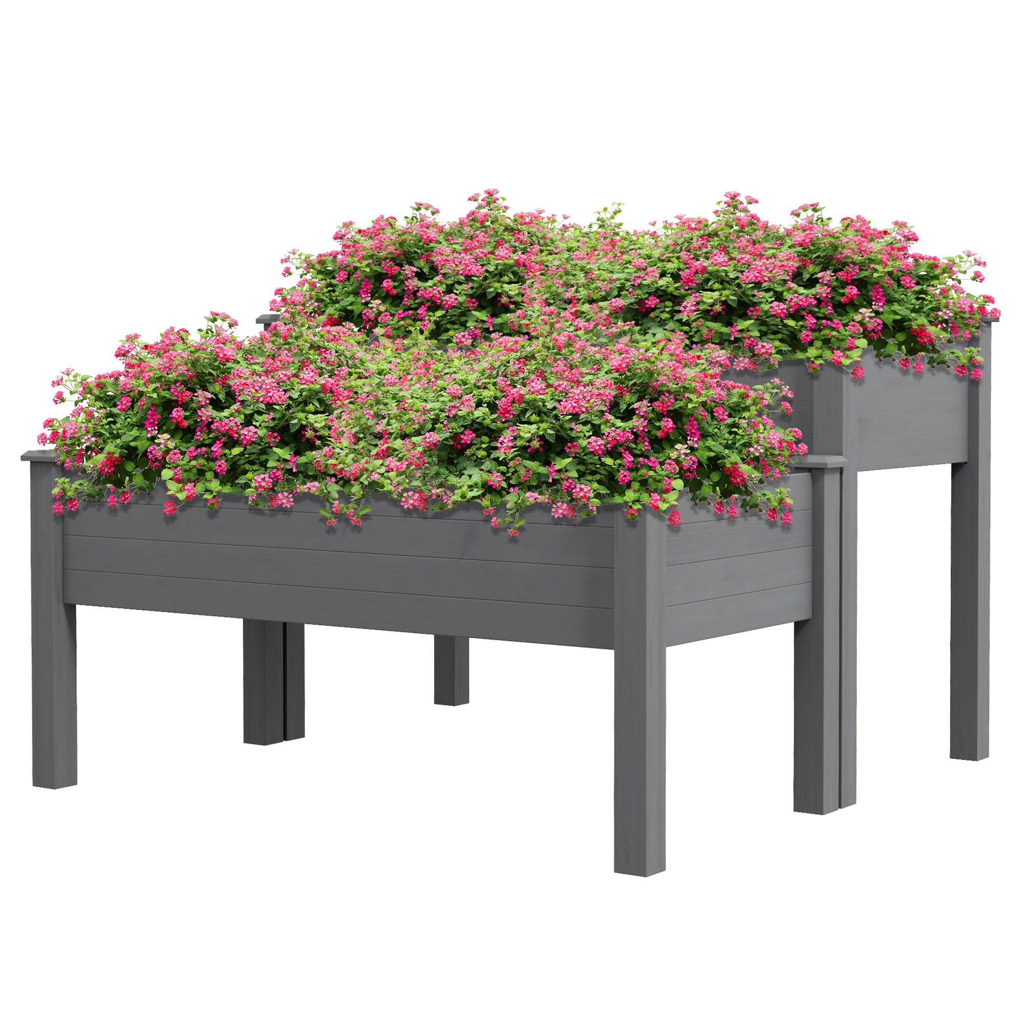 Grey Two Tier Fir Planter with Raised Design
