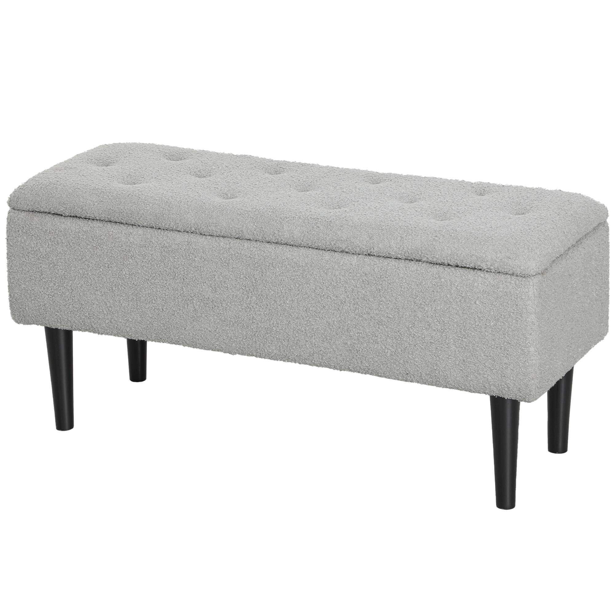 Grey 57L Storage Bench with Cushioned Seat, 37.4 in