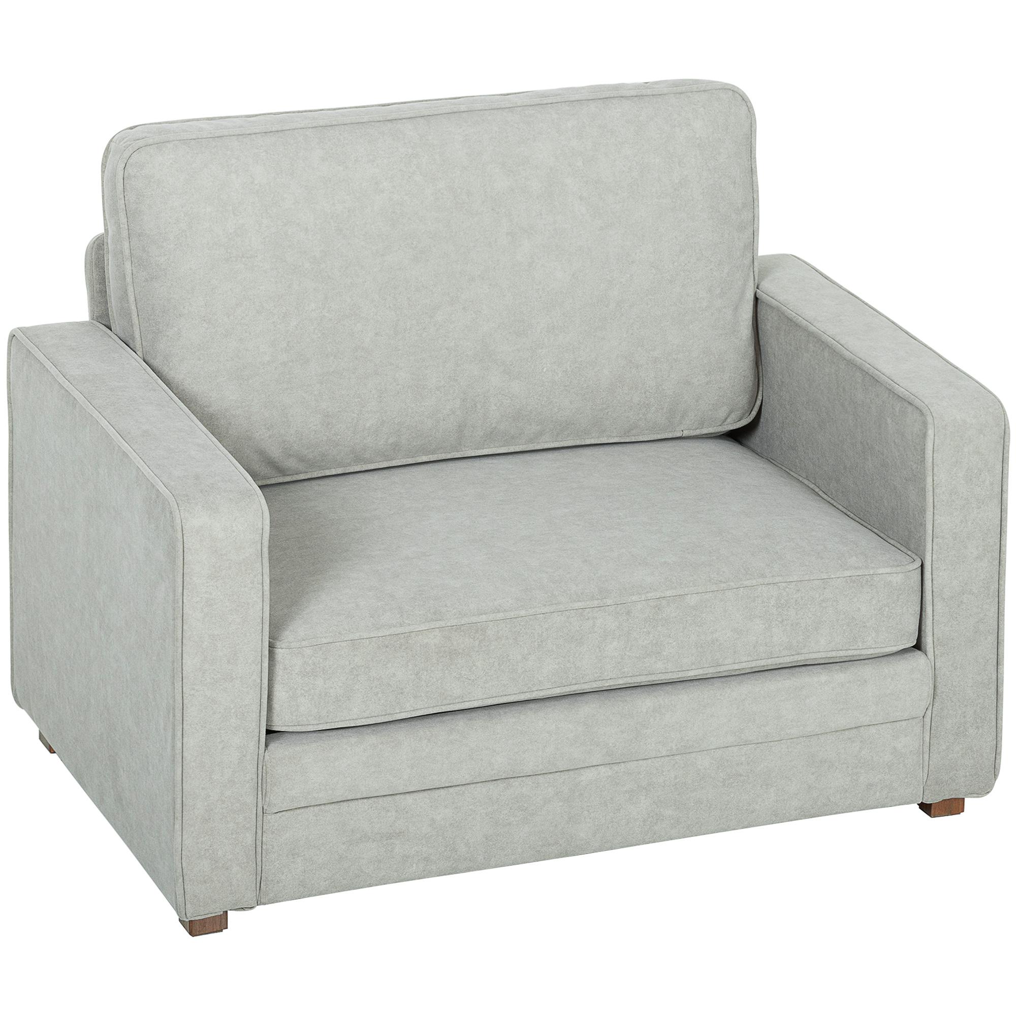 Grey Velvet-Feel Accent Chair with Wide 35.4-Inch Seat
