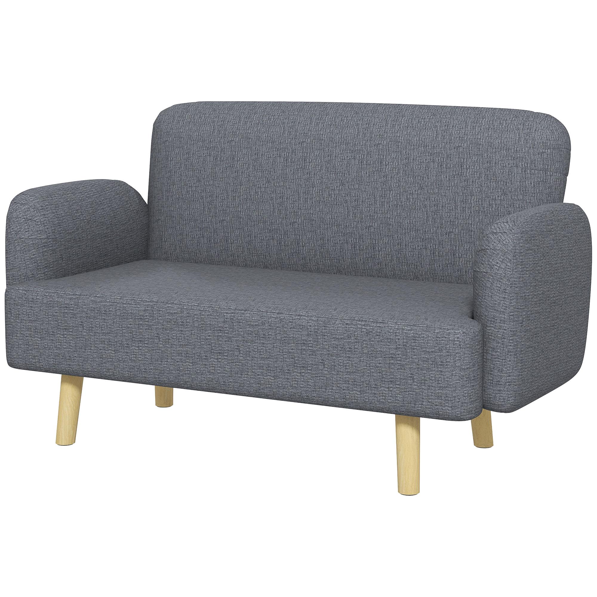 Grey Velvet Feel Loveseat with 21 cm Padded Seat