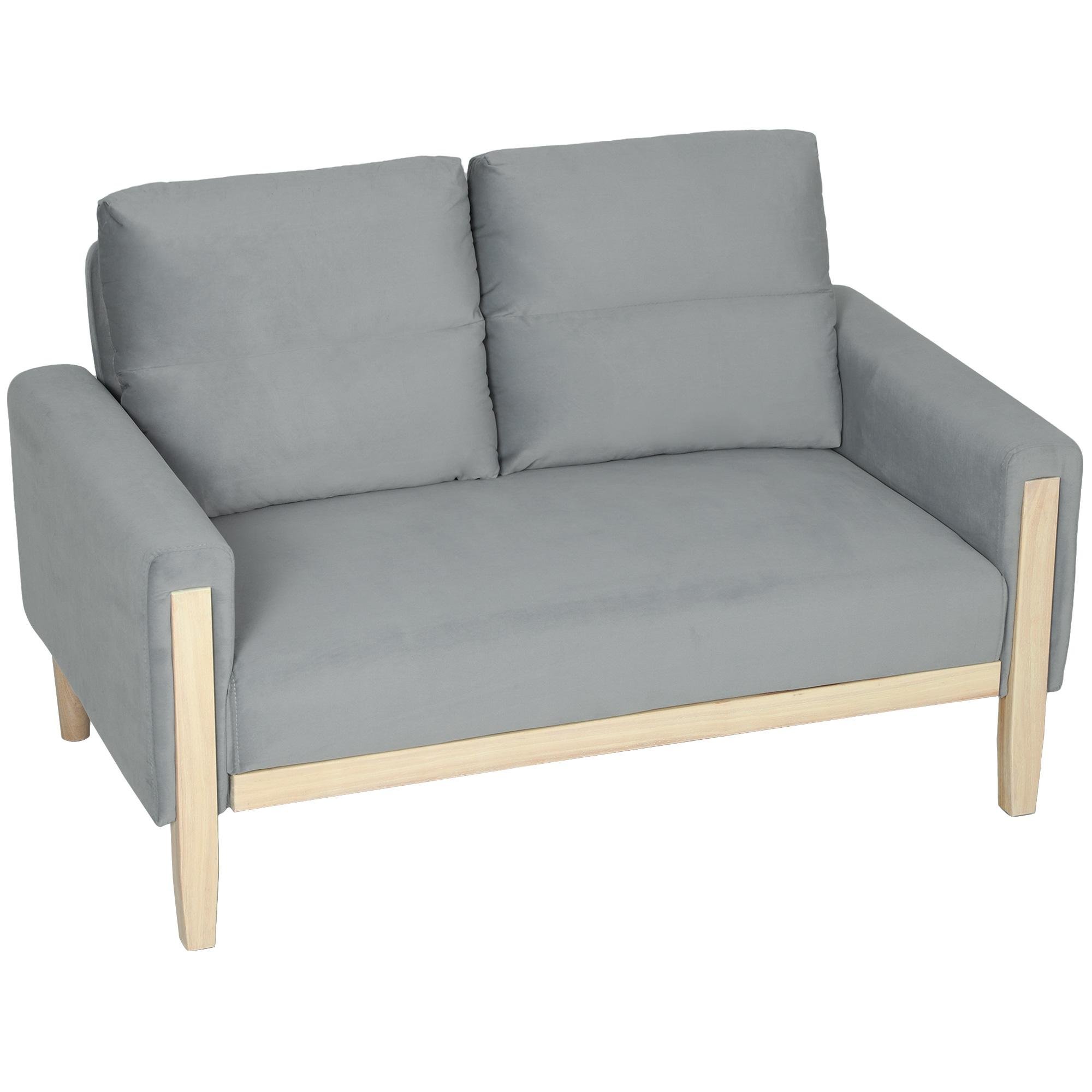 Grey Velvet Loveseat Sofa with Pocket Springs for Small Spaces
