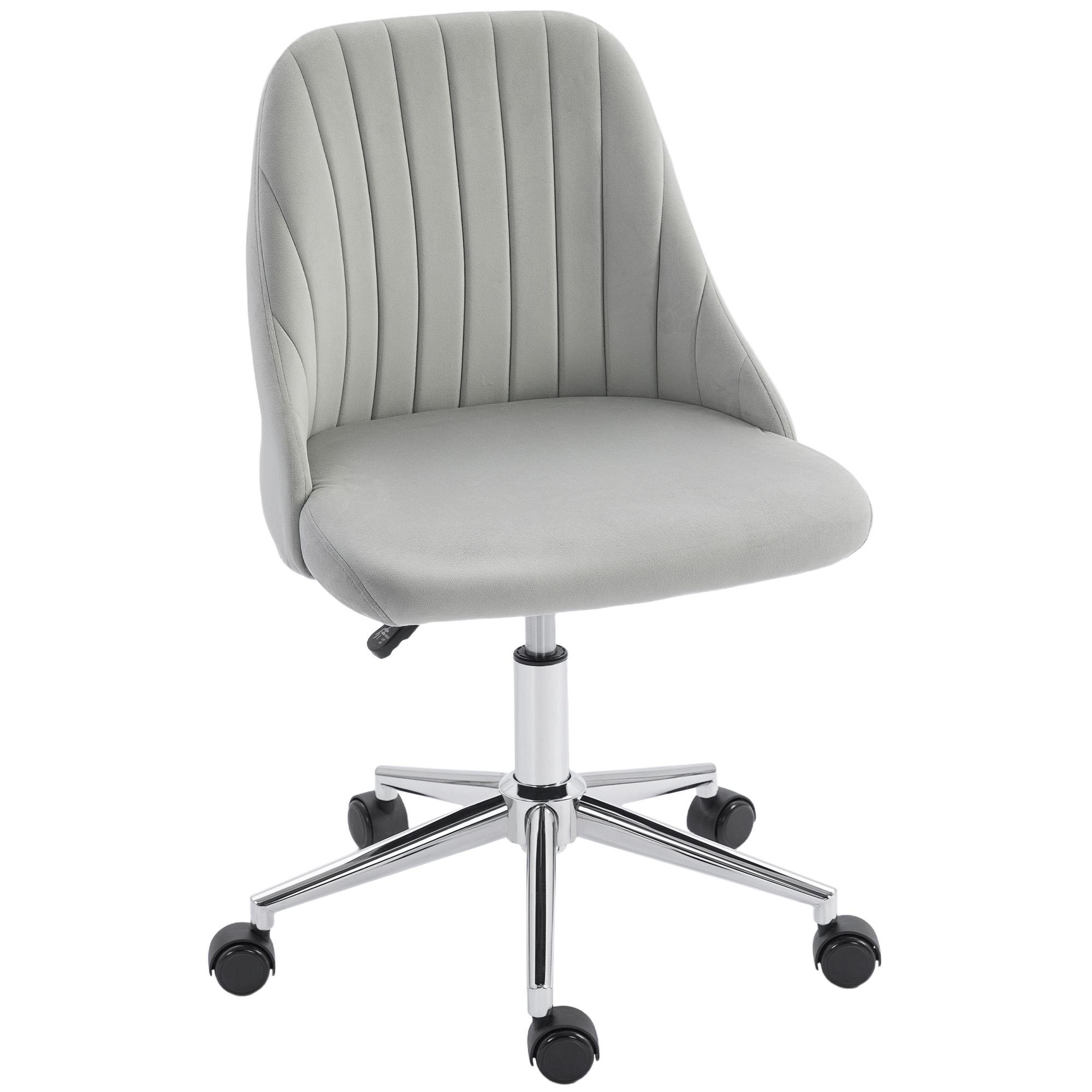 Grey Velvet Vanity Chair with Adjustable Height