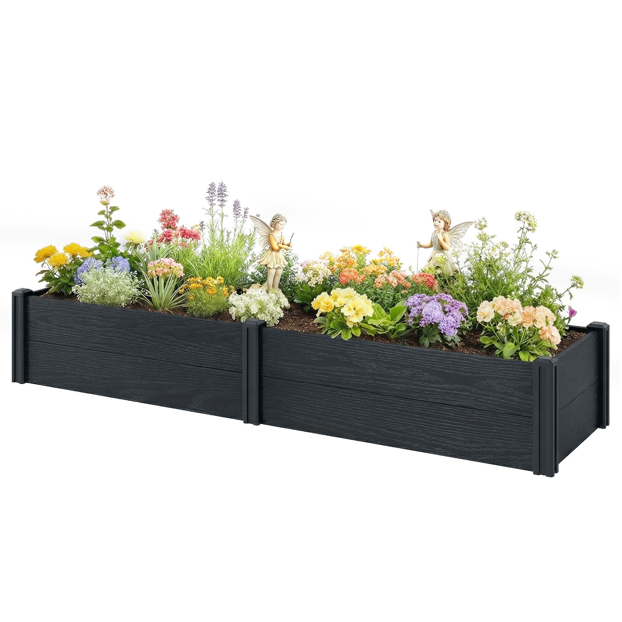 Grey Vinyl Garden Bed with Removable Divider, 6.5 x 2 x 1 ft
