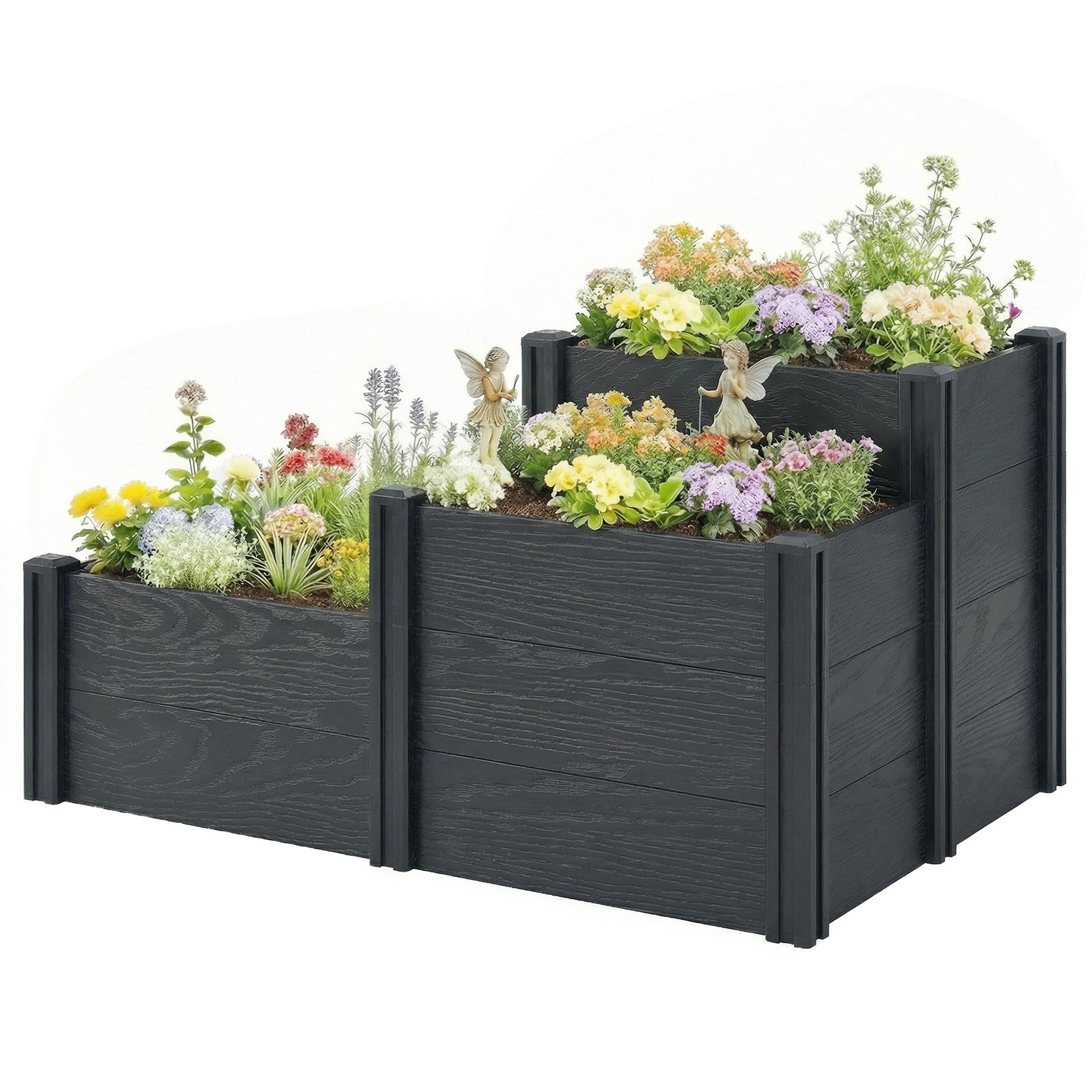 25.2 Inch Vinyl Planter, 3-Tier Raised Garden Bed