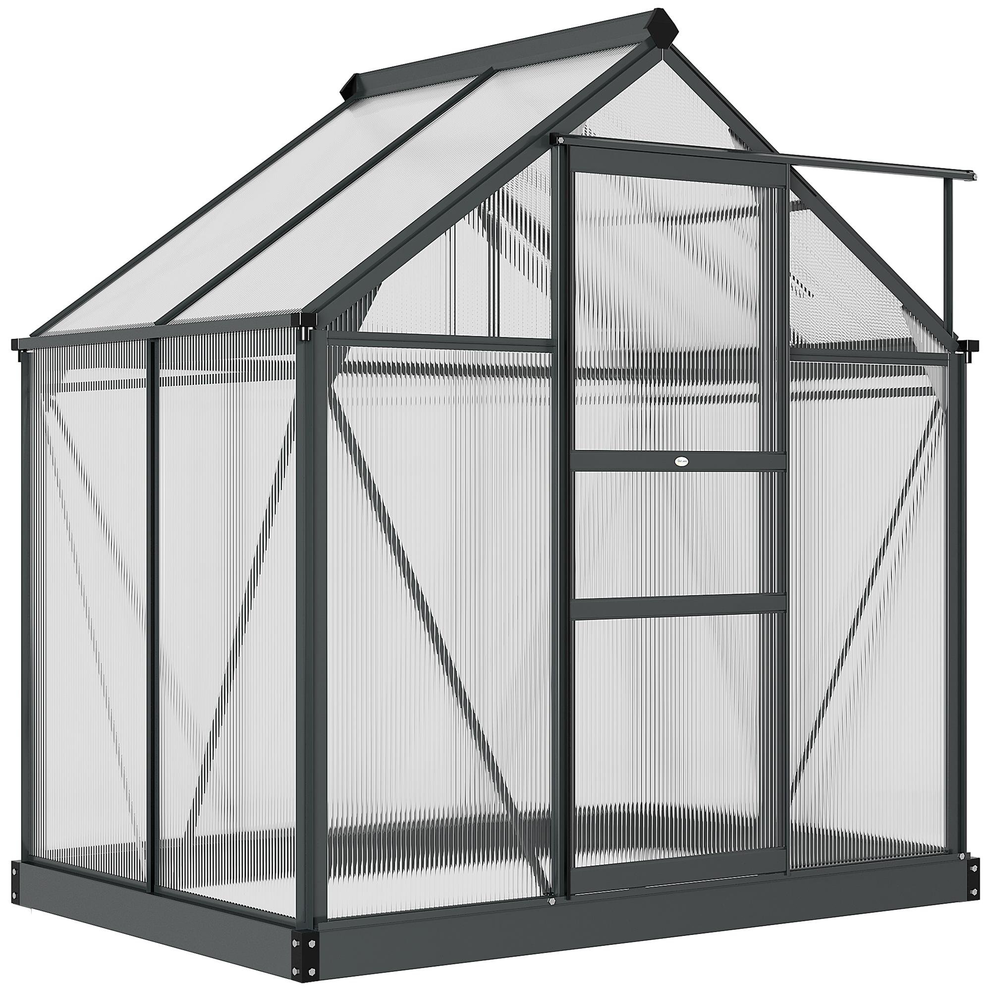 Grey Polycarbonate Walk In Greenhouse with Sliding Door