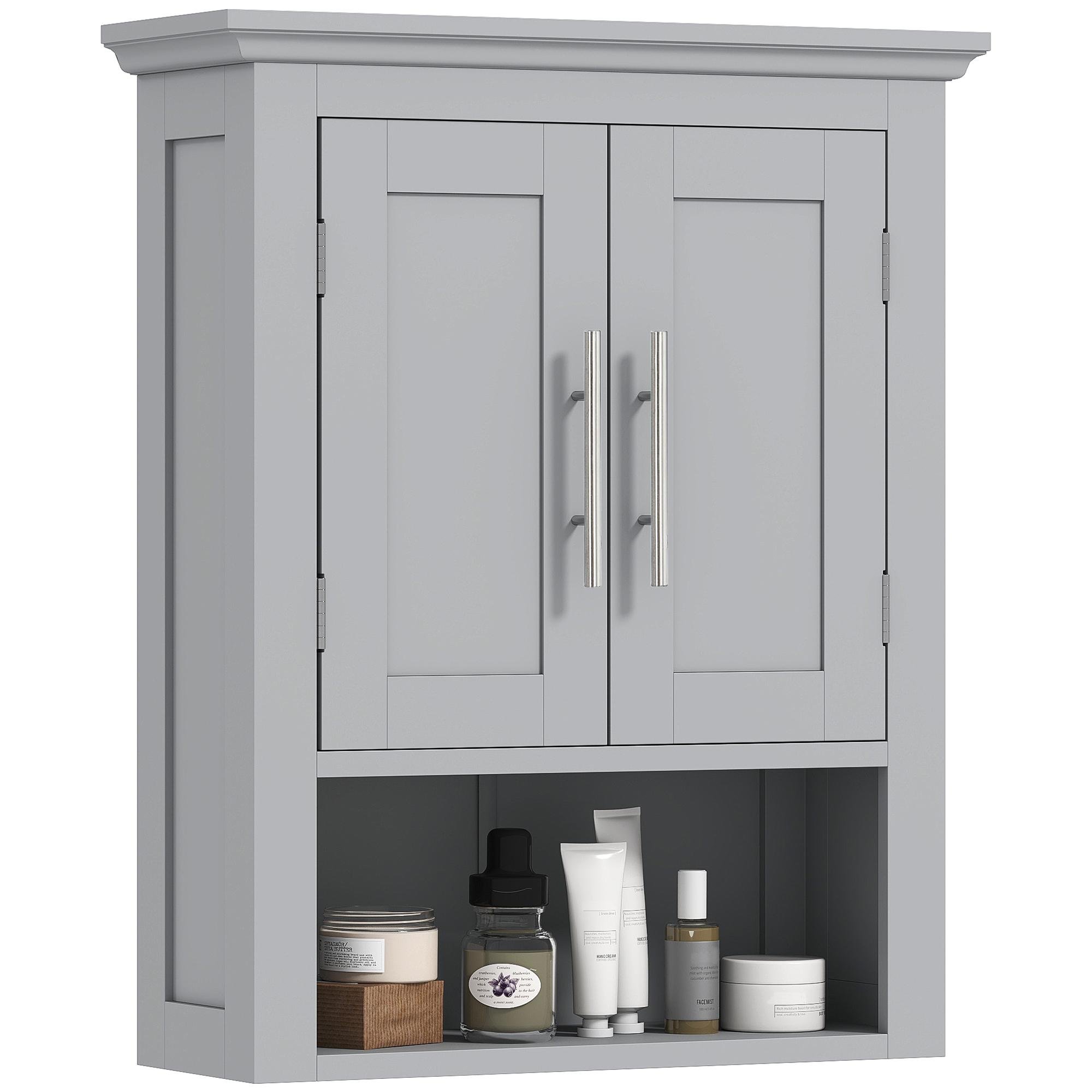 Grey Over-Toilet Wall Cabinet with Adjustable Shelf