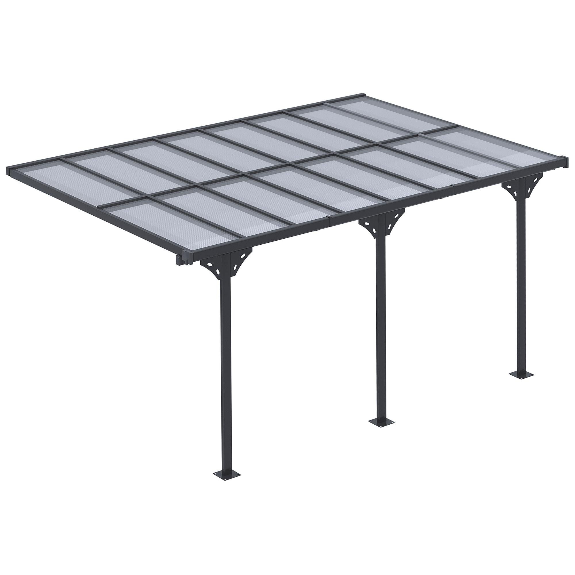 Grey Wall Pergola with Adjustable Height, 14' x 10'