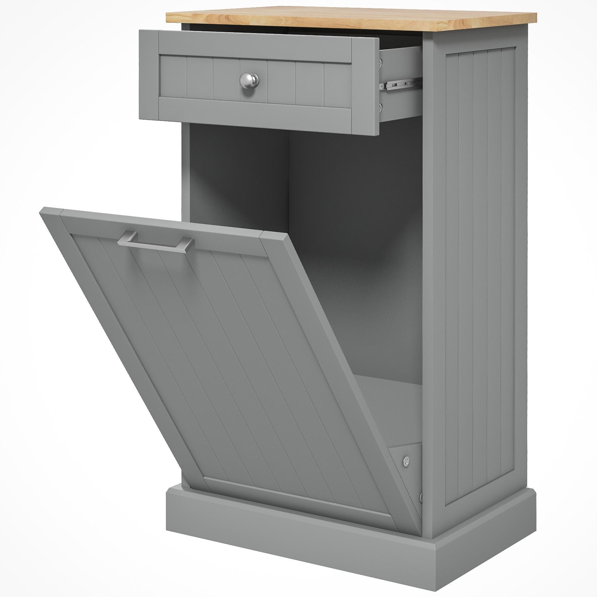 Grey Tilt Out Waste Cabinet with Drawer, 10 Gallon