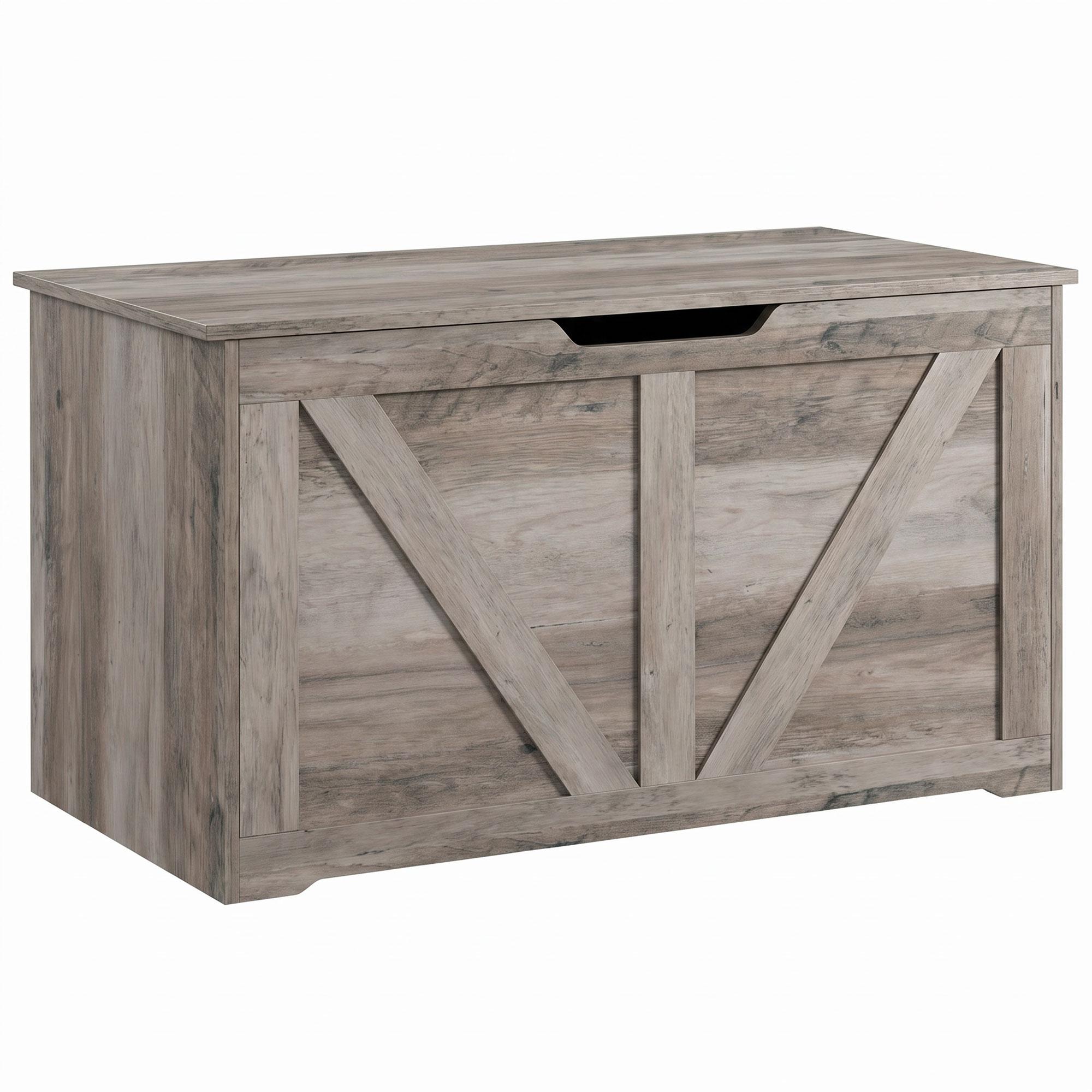 Grey Wood Grain Storage Chest with 100 L Interior