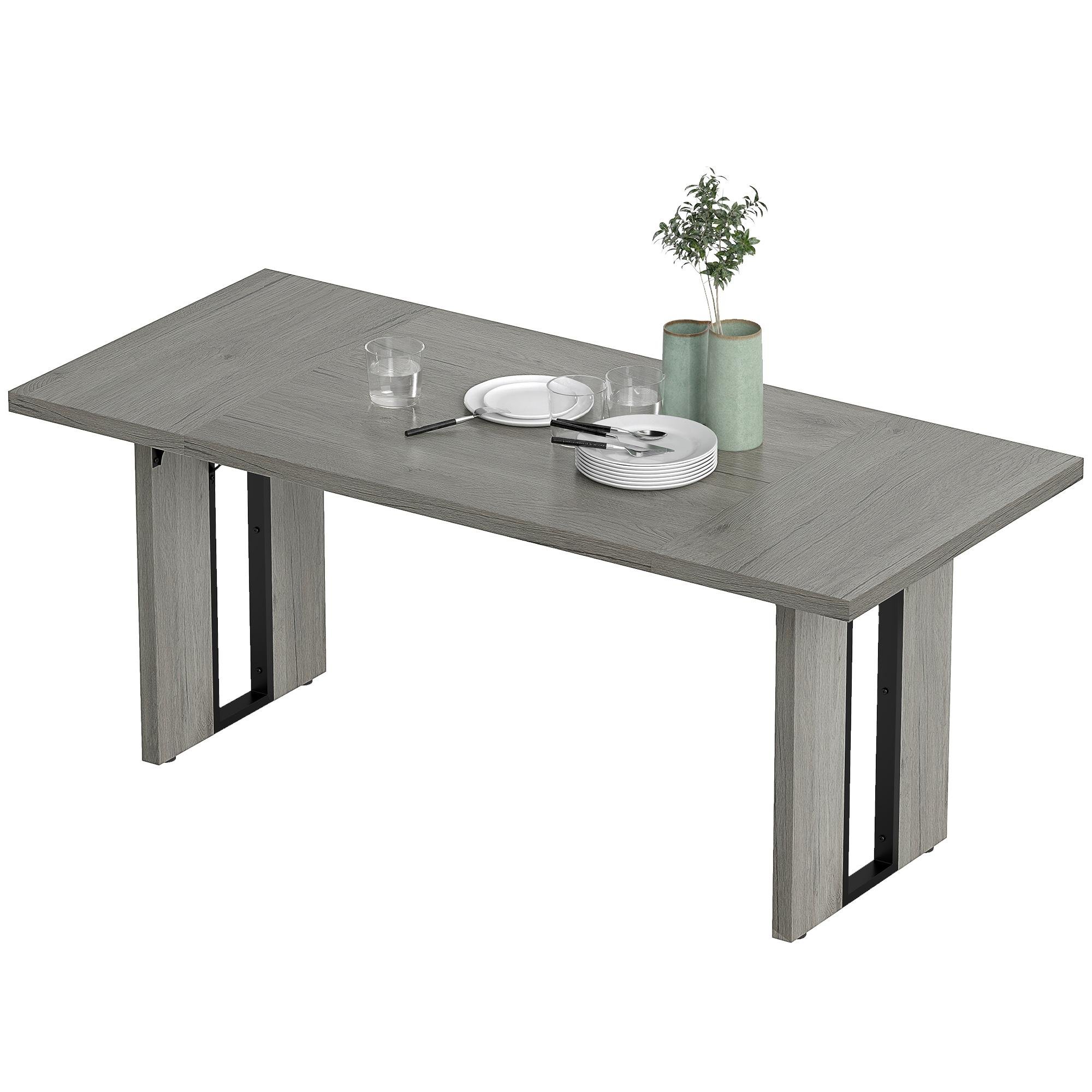 Grey 70.9 Inch Dining Table with Thick Top