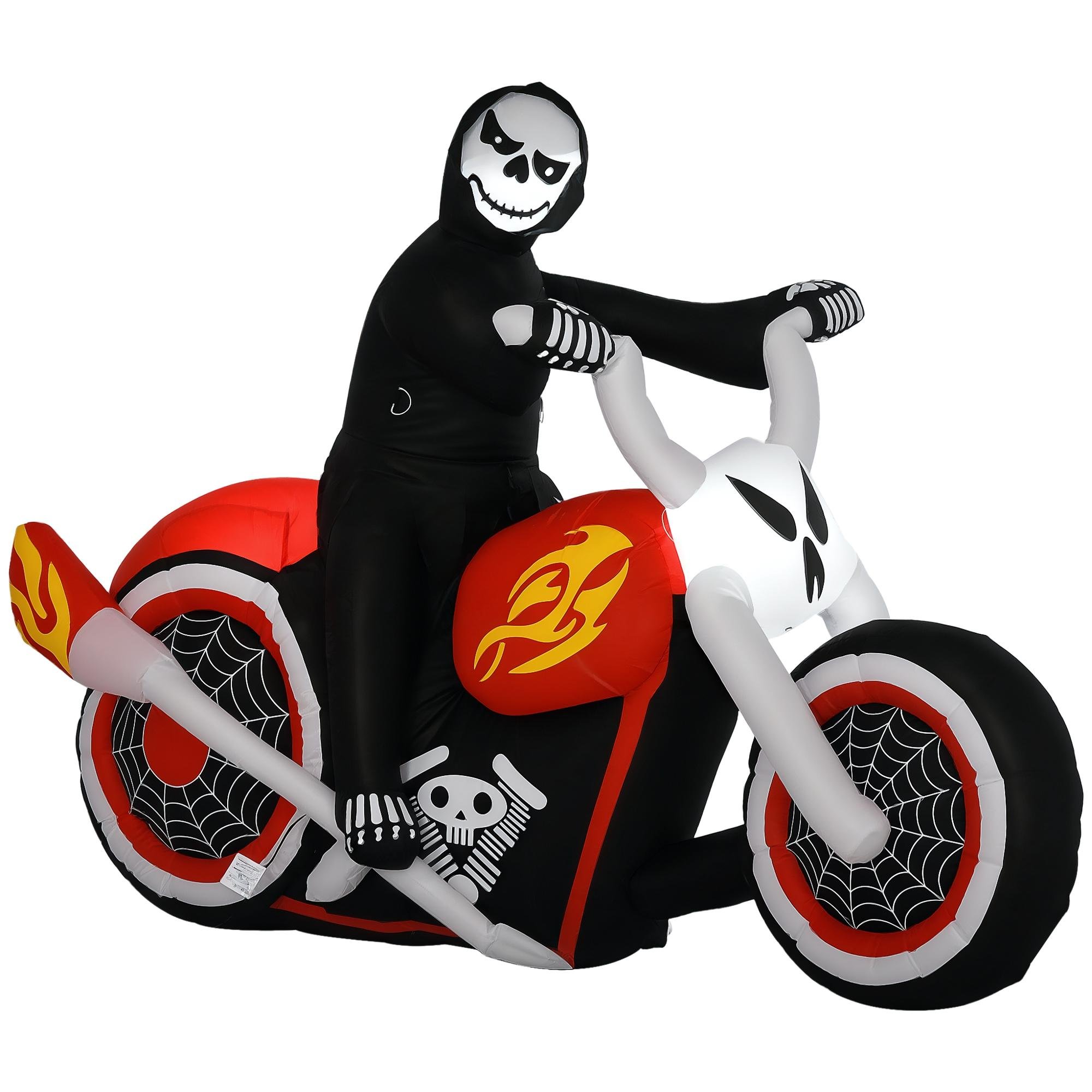 Grim Reaper Motorcycle Inflatable with LED Lights, 6 ft