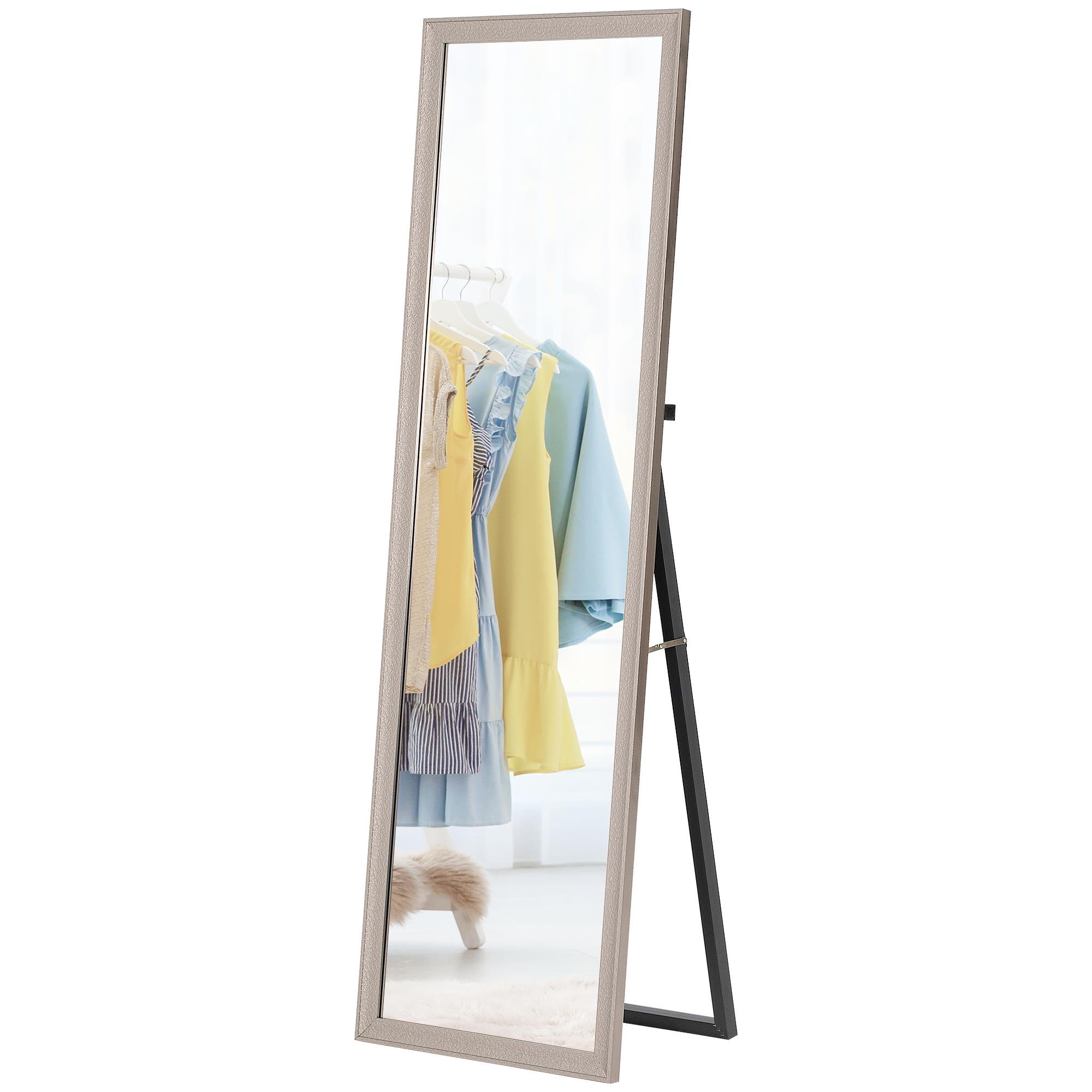 Gunmetal Silver Full Length Mirror, 64 x 21 in, 3-Way Placement