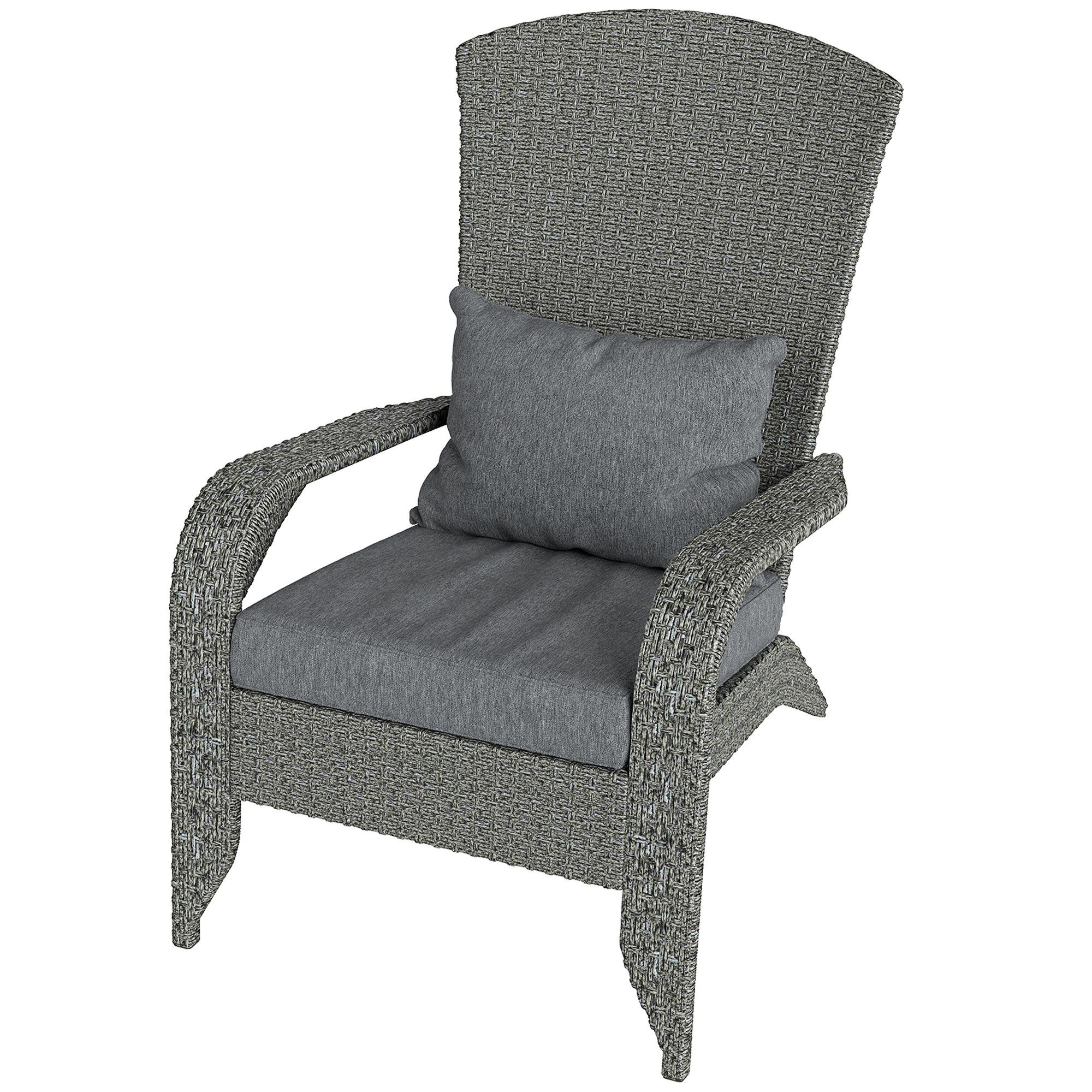 Heather Grey Wicker Chair, Cushioned Adirondack for Outdoor Seating