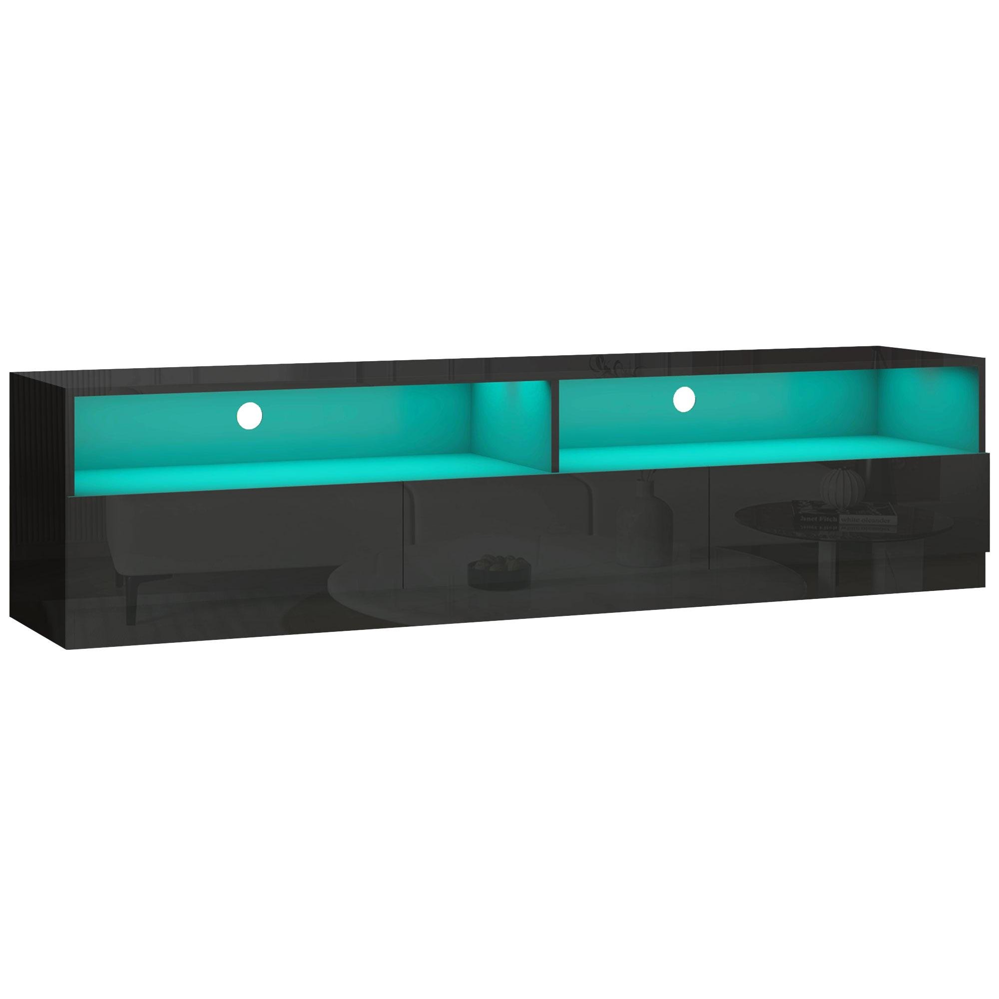 70.9 Inch Black TV Stand with LED Lights for TVs Up to 75"