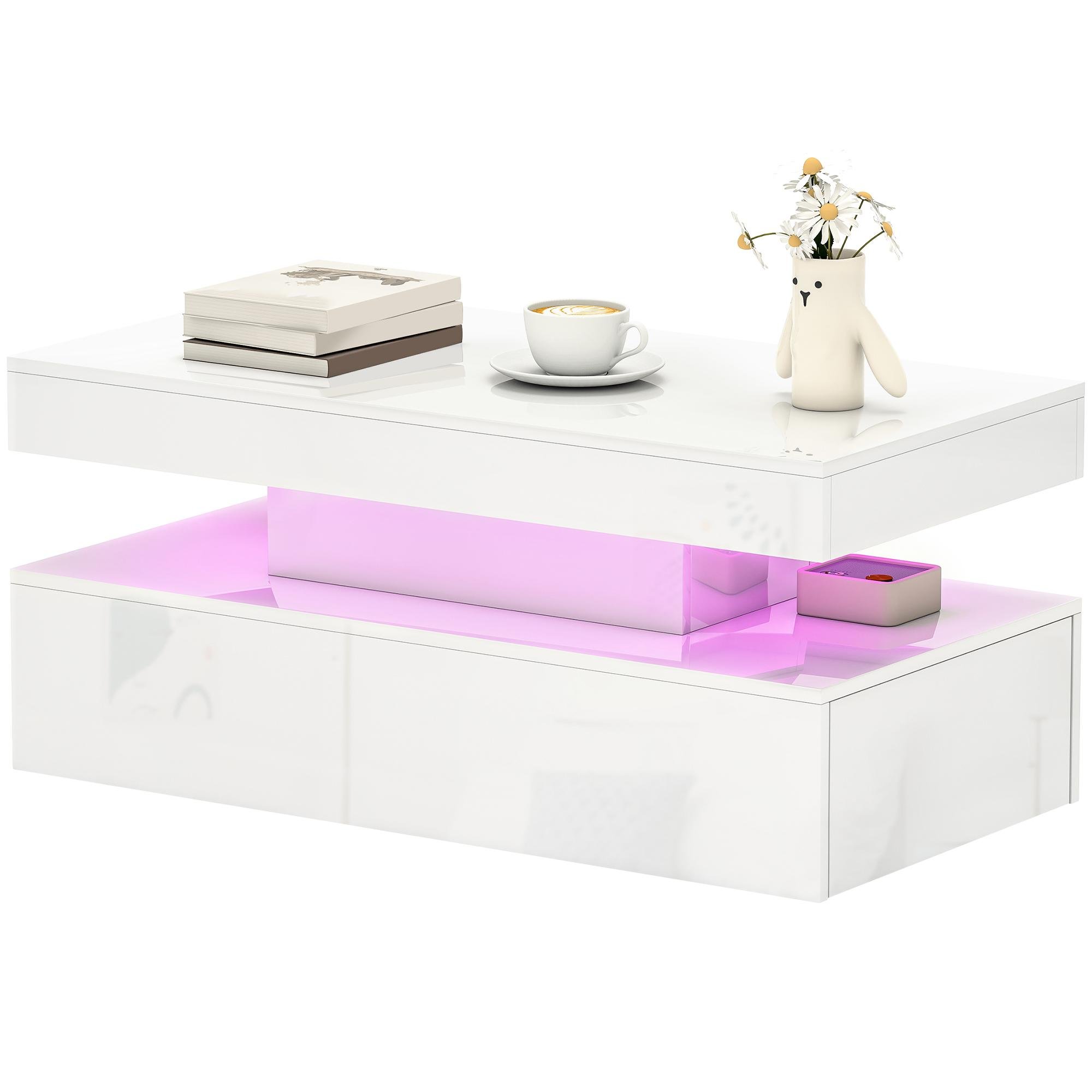 High Gloss RGB Coffee Table with Storage