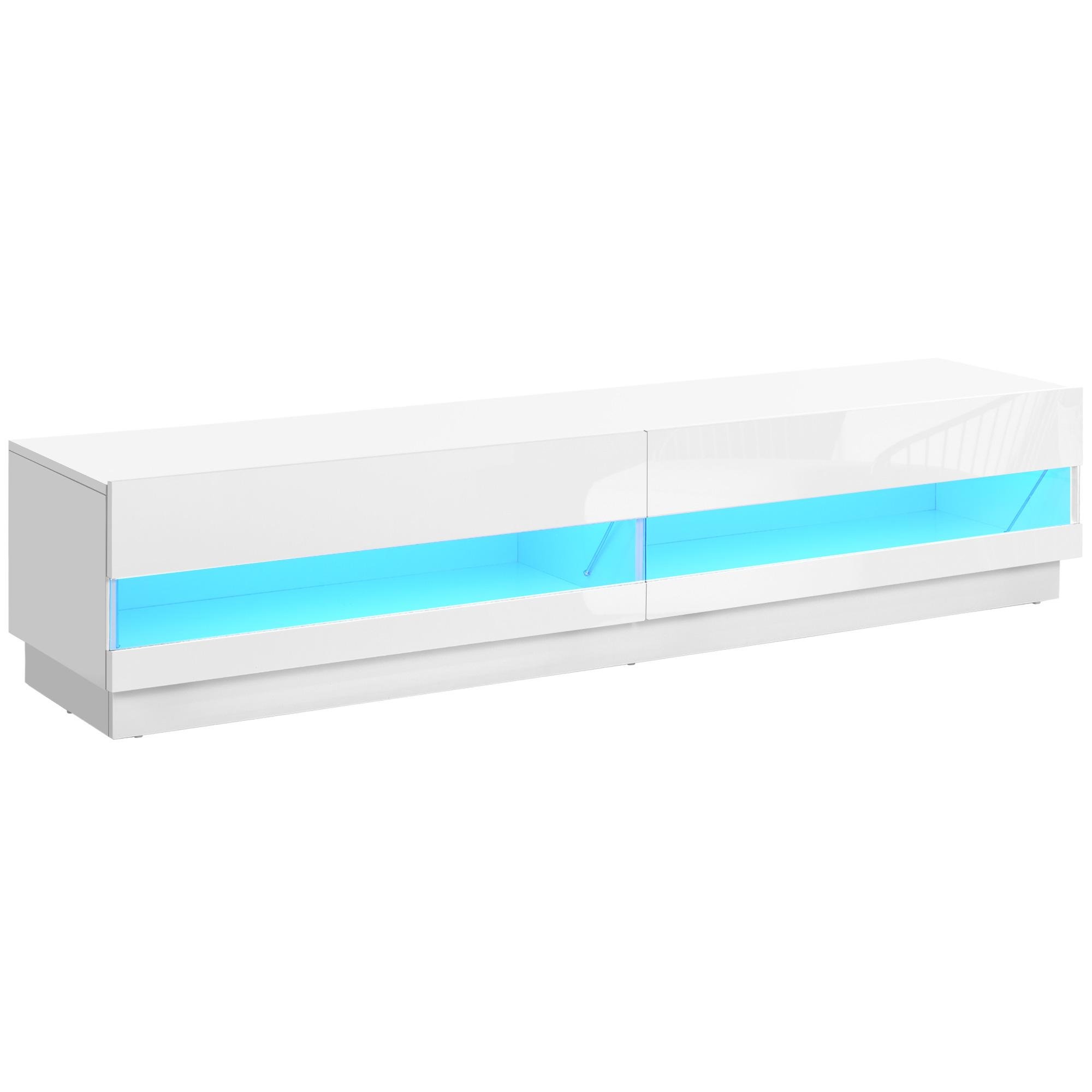 RGB LED TV Cabinet, High Gloss White, 70.9-Inch