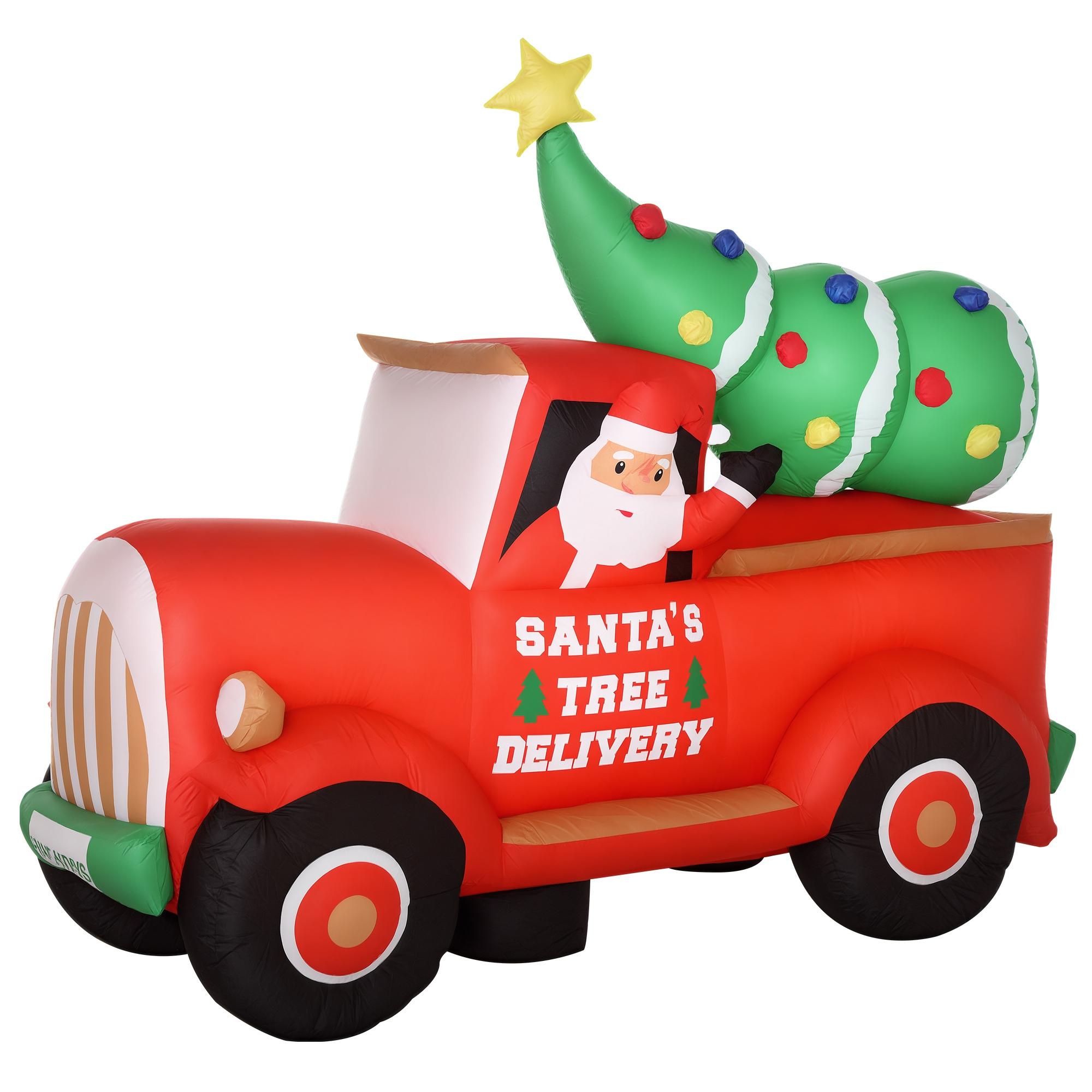 Santa Tree Truck Inflatable with LED Lights, 84.6 in