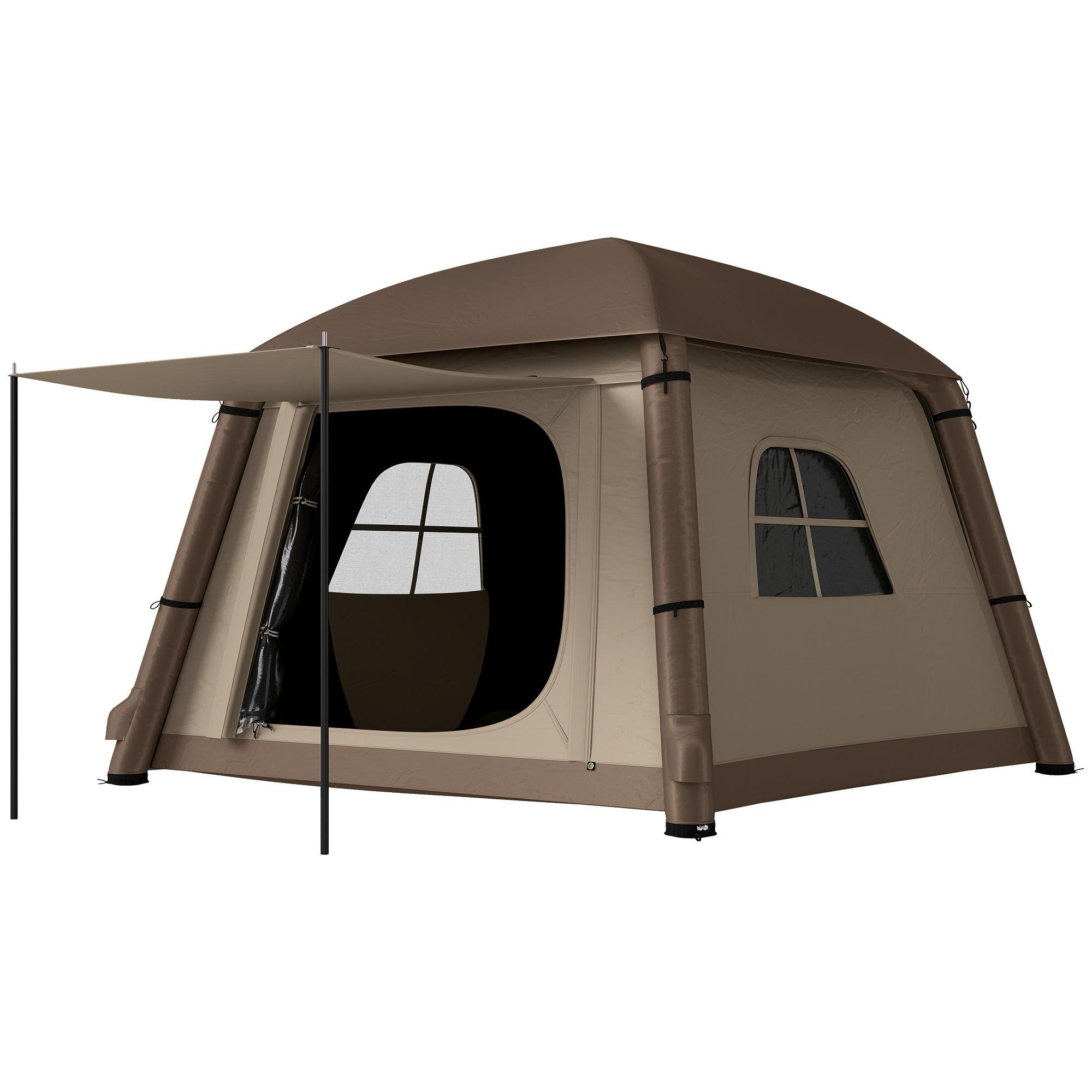 Khaki Inflatable Camping Tent with 2-Minute Setup for Camping