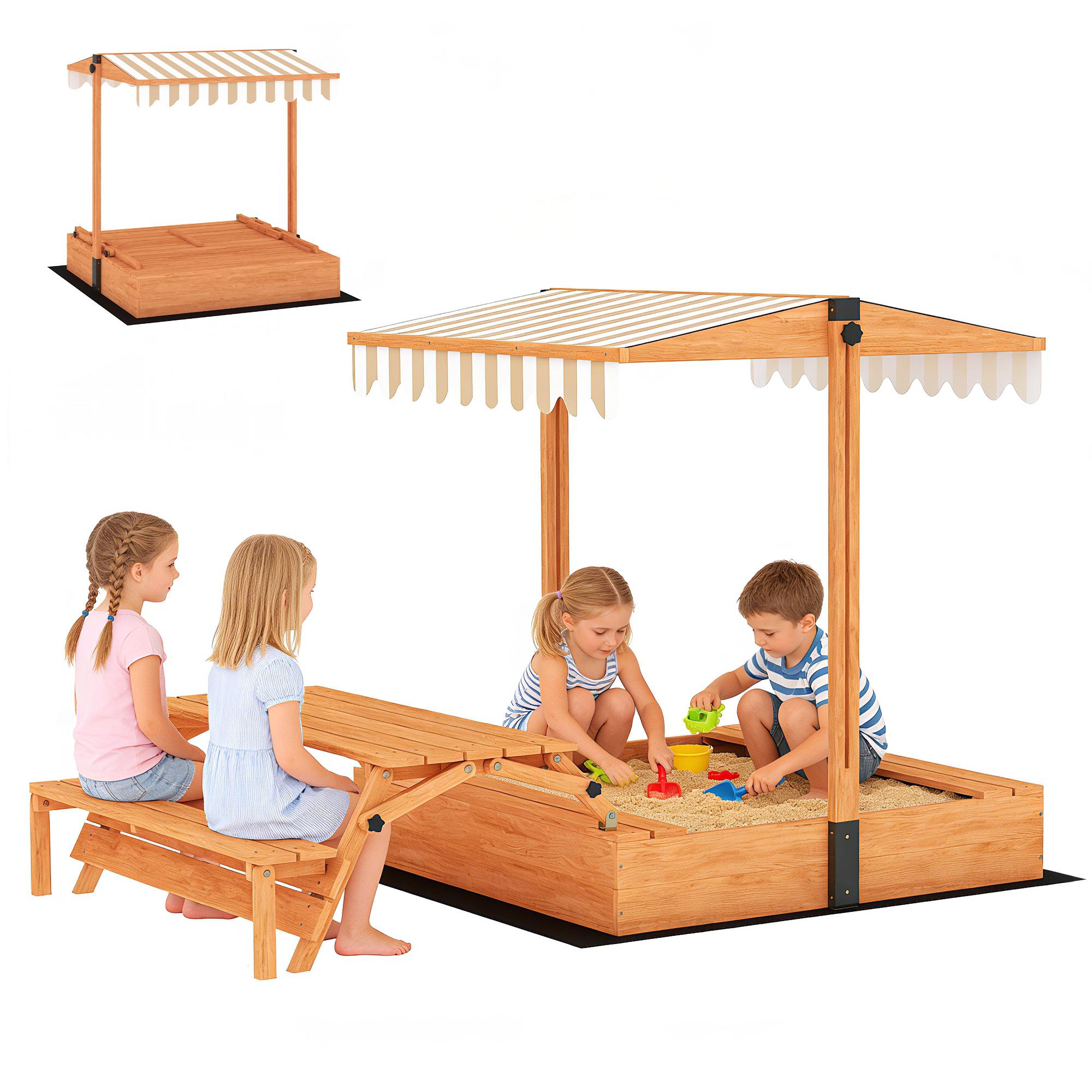 Khaki Fir Sandbox Canopy with Convertible Picnic Table, 72.4 in