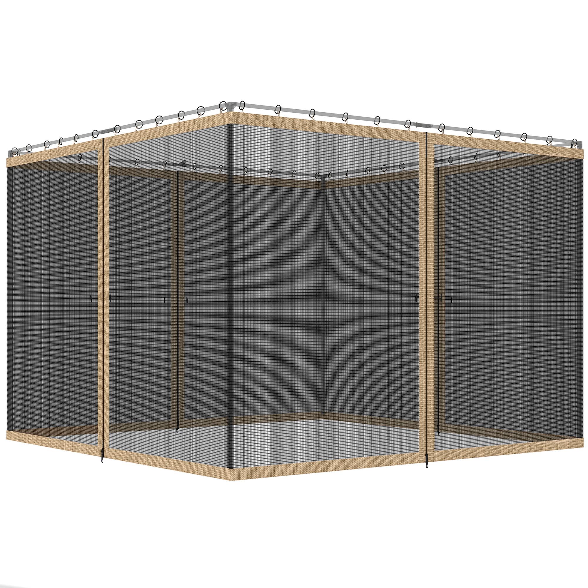 Khaki 12x12 Gazebo Netting with Zippers