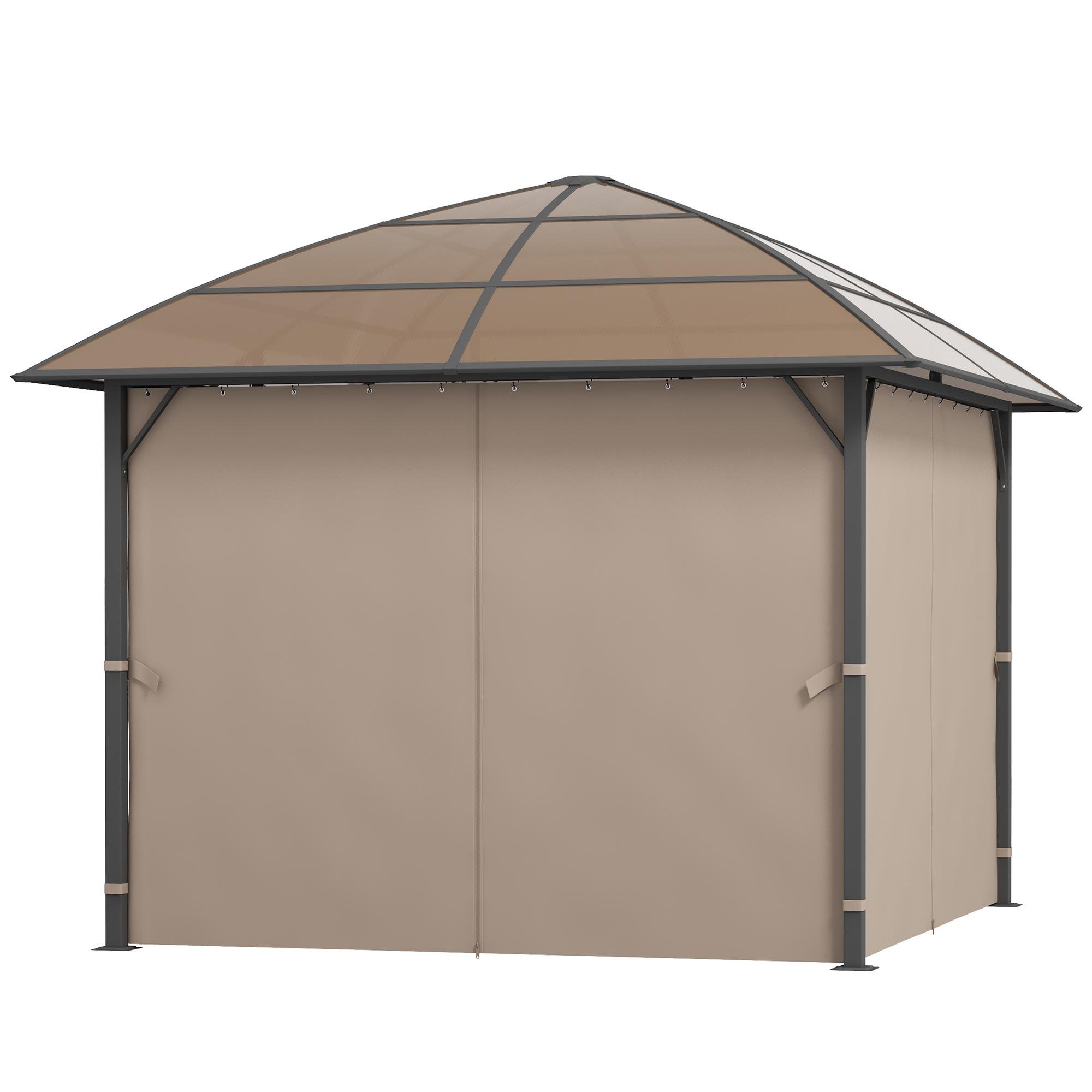10x10 Khaki Hardtop Gazebo with UV60+ Polycarbonate Roof