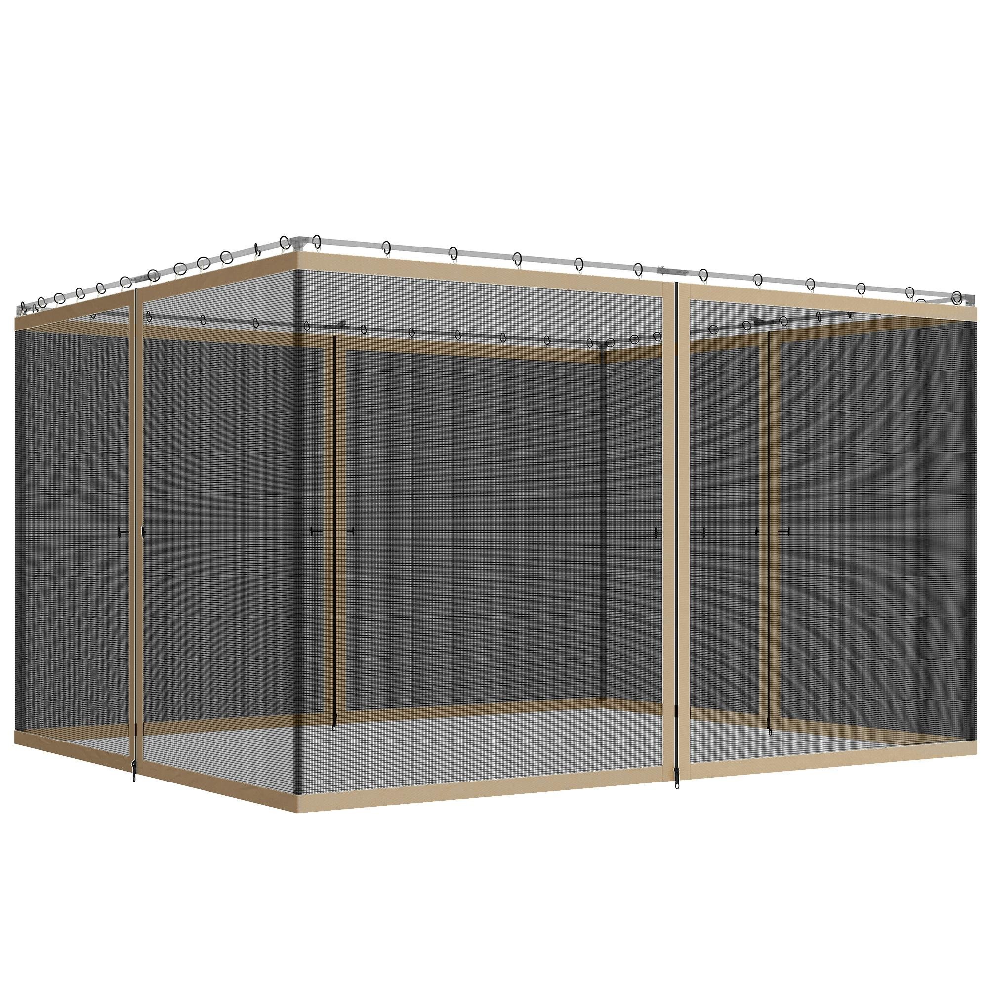 Khaki 10x13 gazebo screens with zippers, 10' x 13'