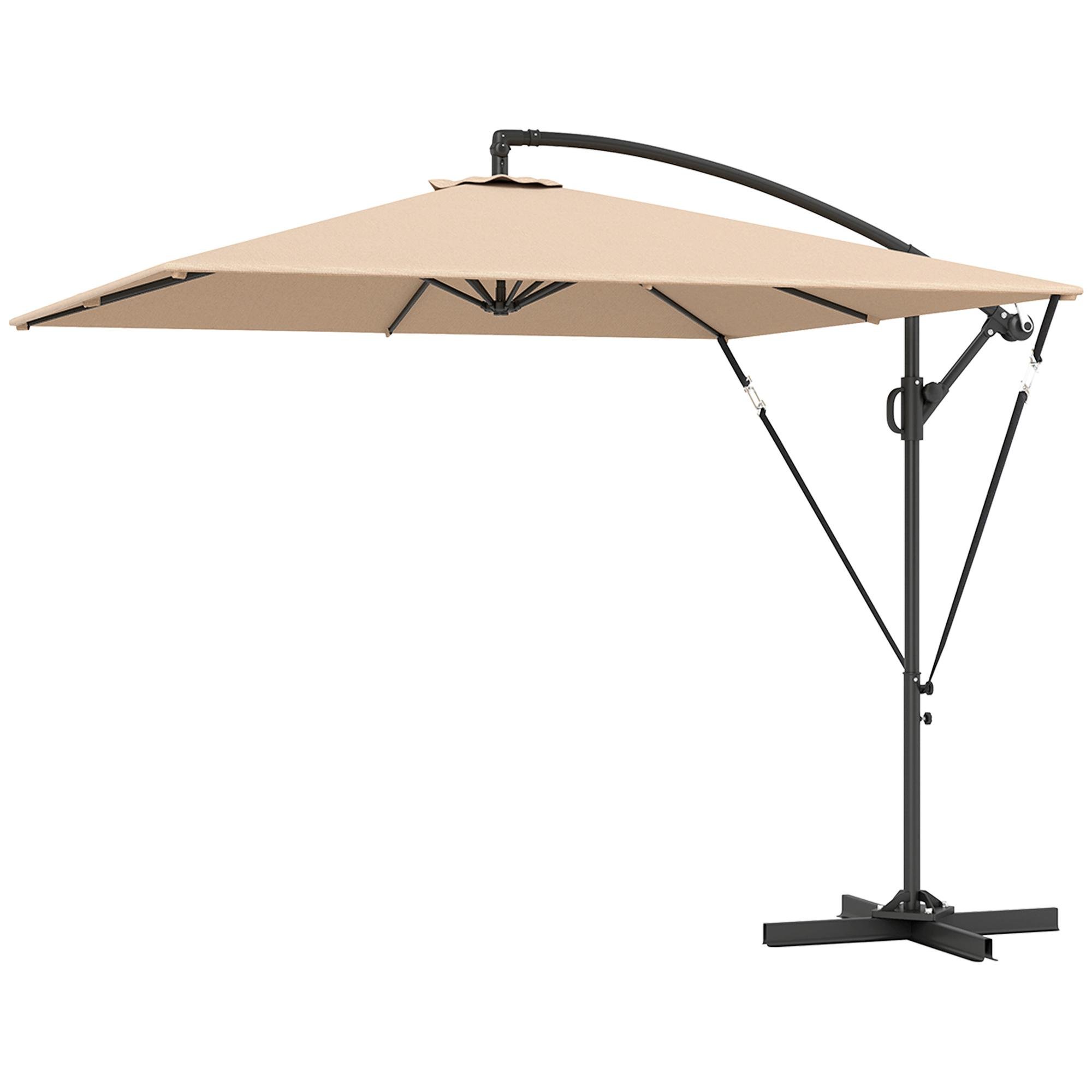 Khaki 295 cm Offset Umbrella with UPF 50+ Shade