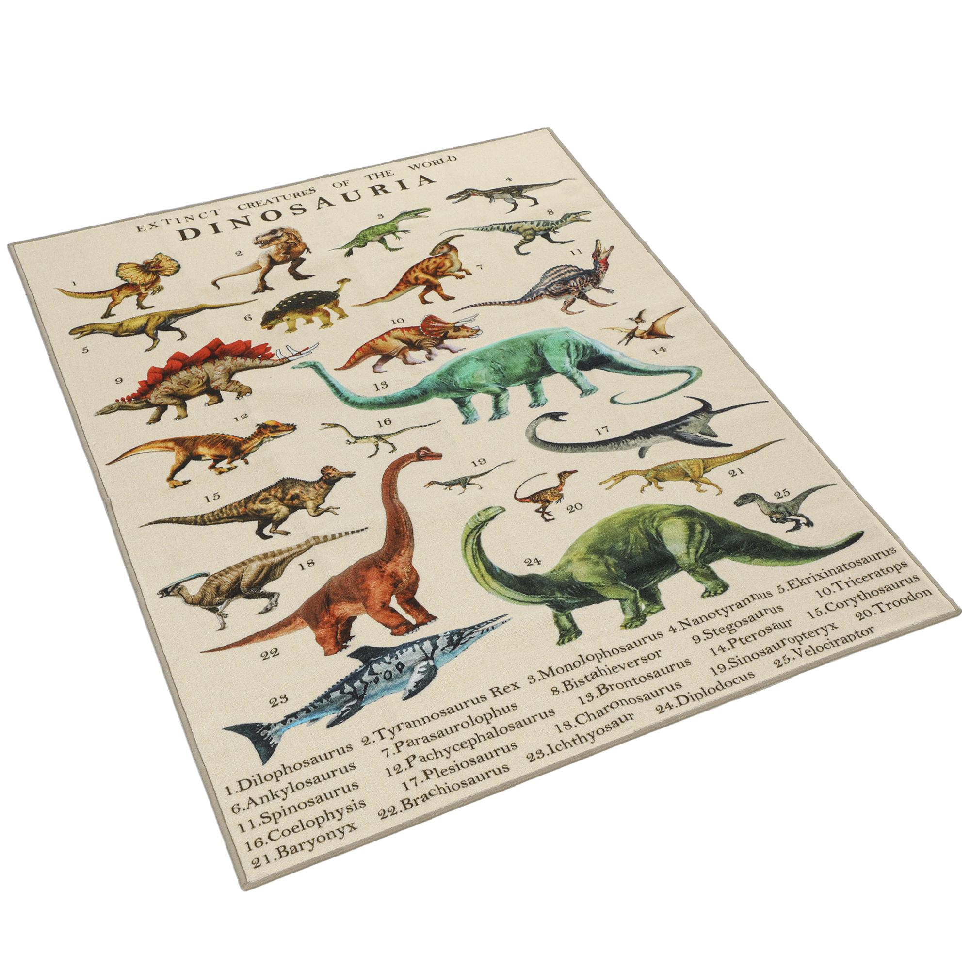 Khaki Dinosaur Play Mat, Soft 78.7-Inch Floor Mat