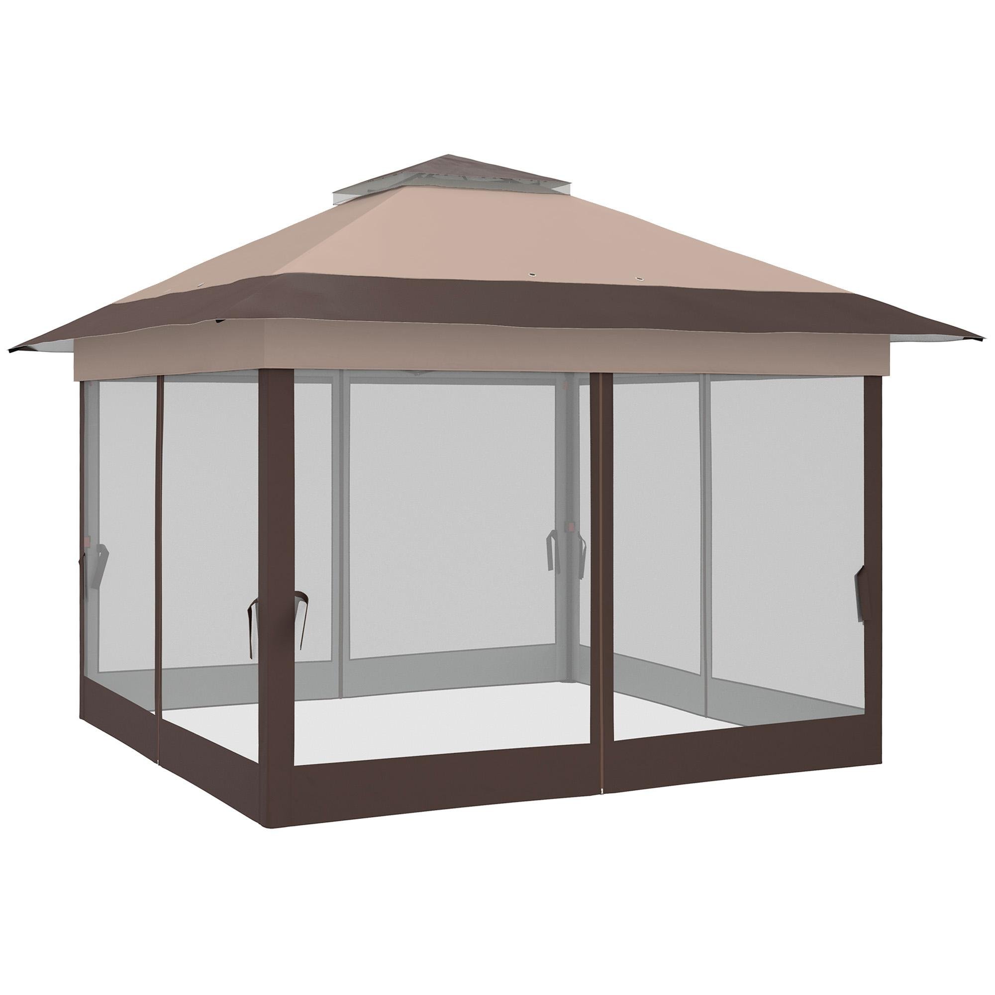 Khaki 12x12 Pop Up Canopy with Mesh Sidewalls