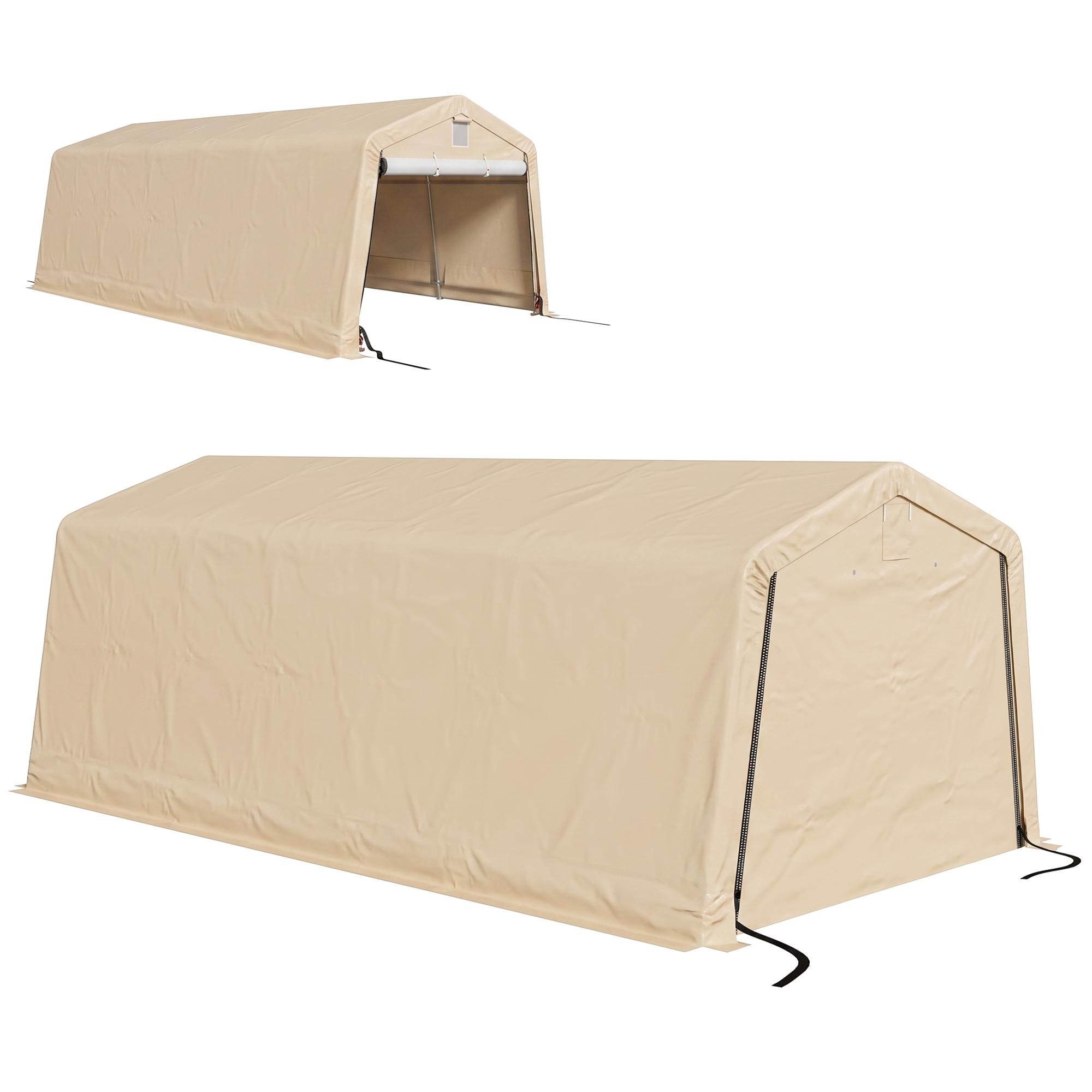 11 x 20 Khaki Carport with Ventilation Windows